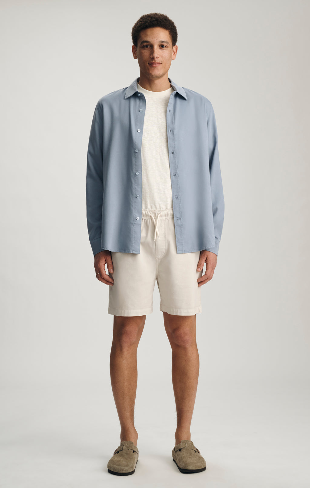 TENCEL DRAWSTRING 7" INSEAM SHORTS IN LUNAR ROCK - Mavi Jeans