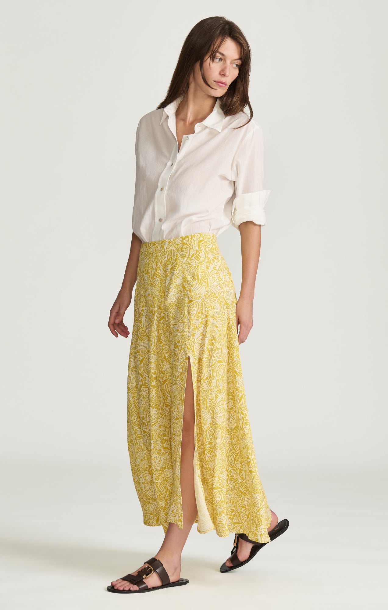 WOVEN MAXI SKIRT IN YELLOW FLOWER PRINT - Mavi Jeans