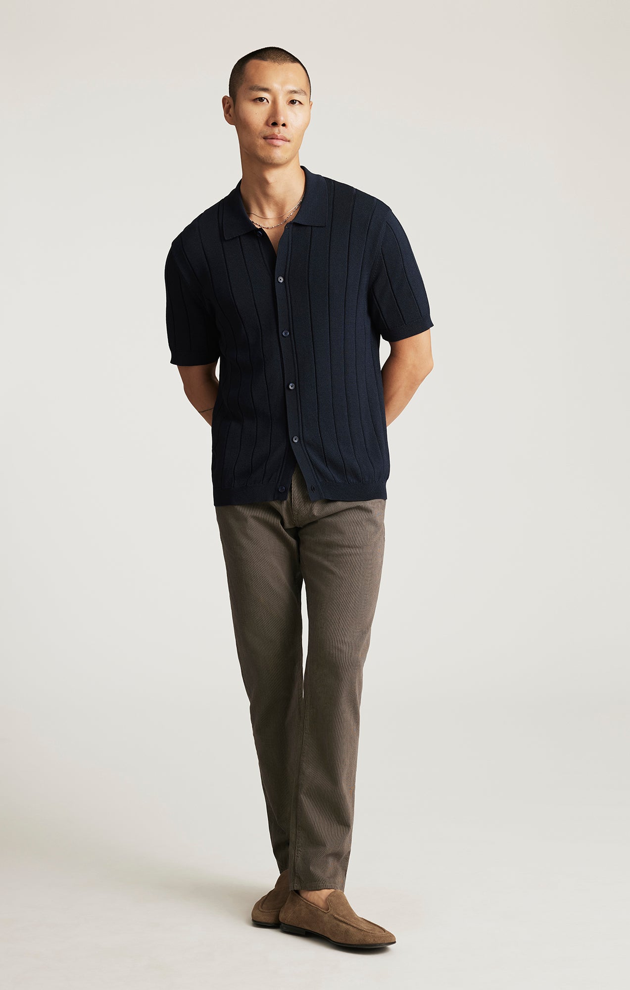EDITION SHORT SLEEVE POLO SWEATER IN TOTAL ECLIPSE - Mavi Jeans