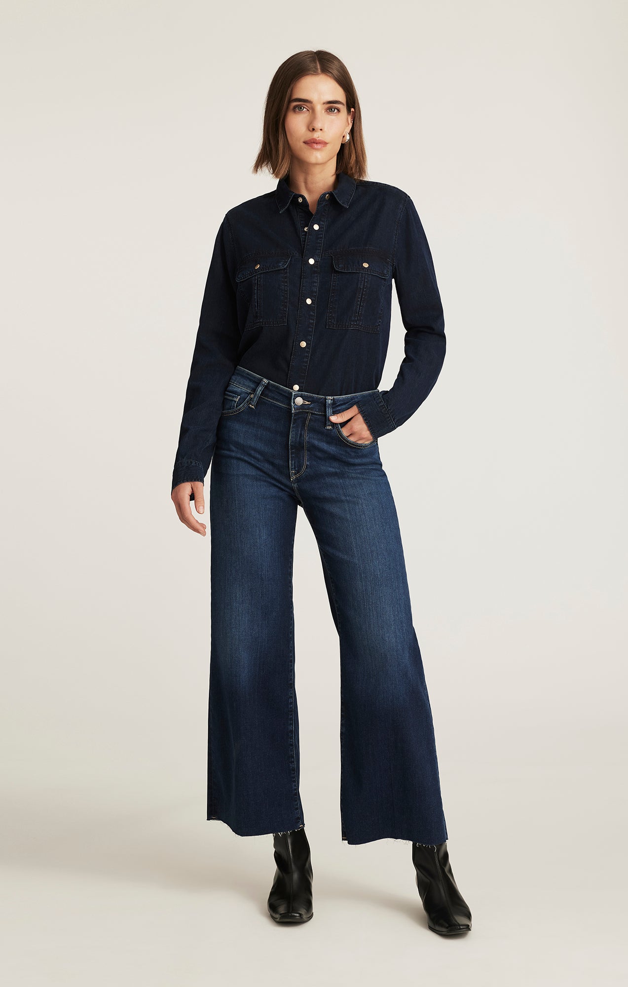 PALOMA WIDE LEG IN DARK BLUE FEATHER LUXE - Mavi Jeans