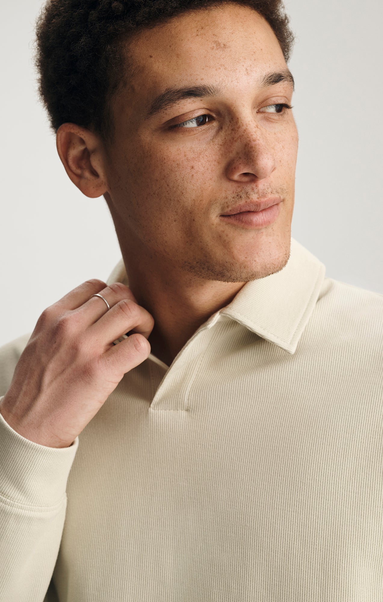 JACQUARD INTERLOCK POLO SWEATSHIRT IN OVERCAST - Mavi Jeans