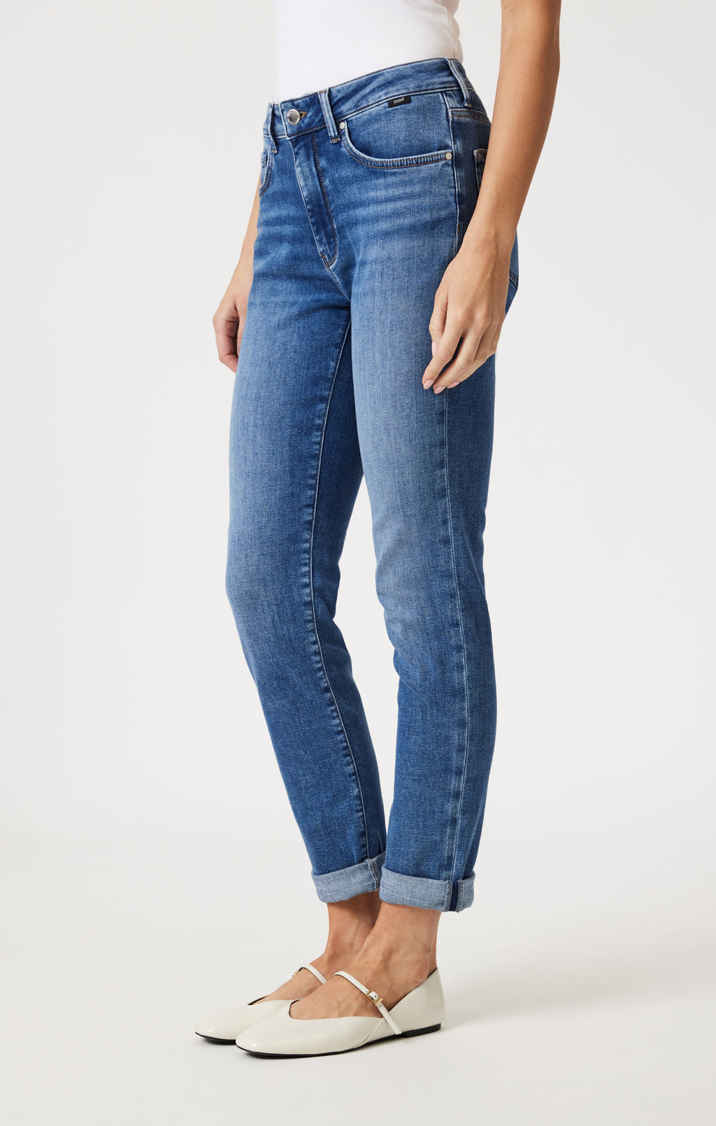 KATHLEEN SLIM BOYFRIEND IN MID BRUSHED FEATHER BLUE - Mavi Jeans