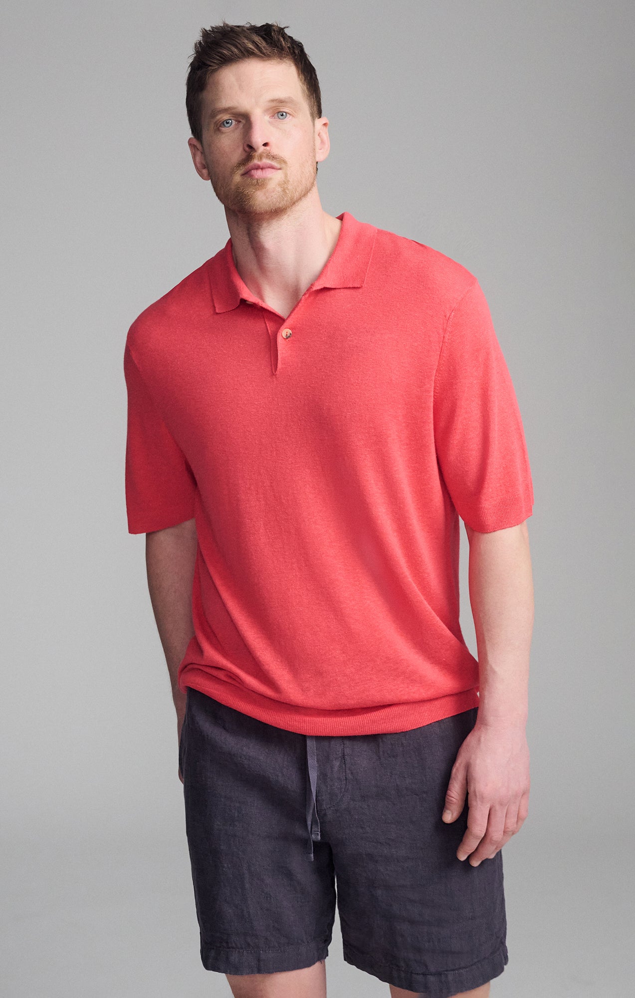 SHORT SLEEVE POLO SWEATER IN CAYENNE - Mavi Jeans