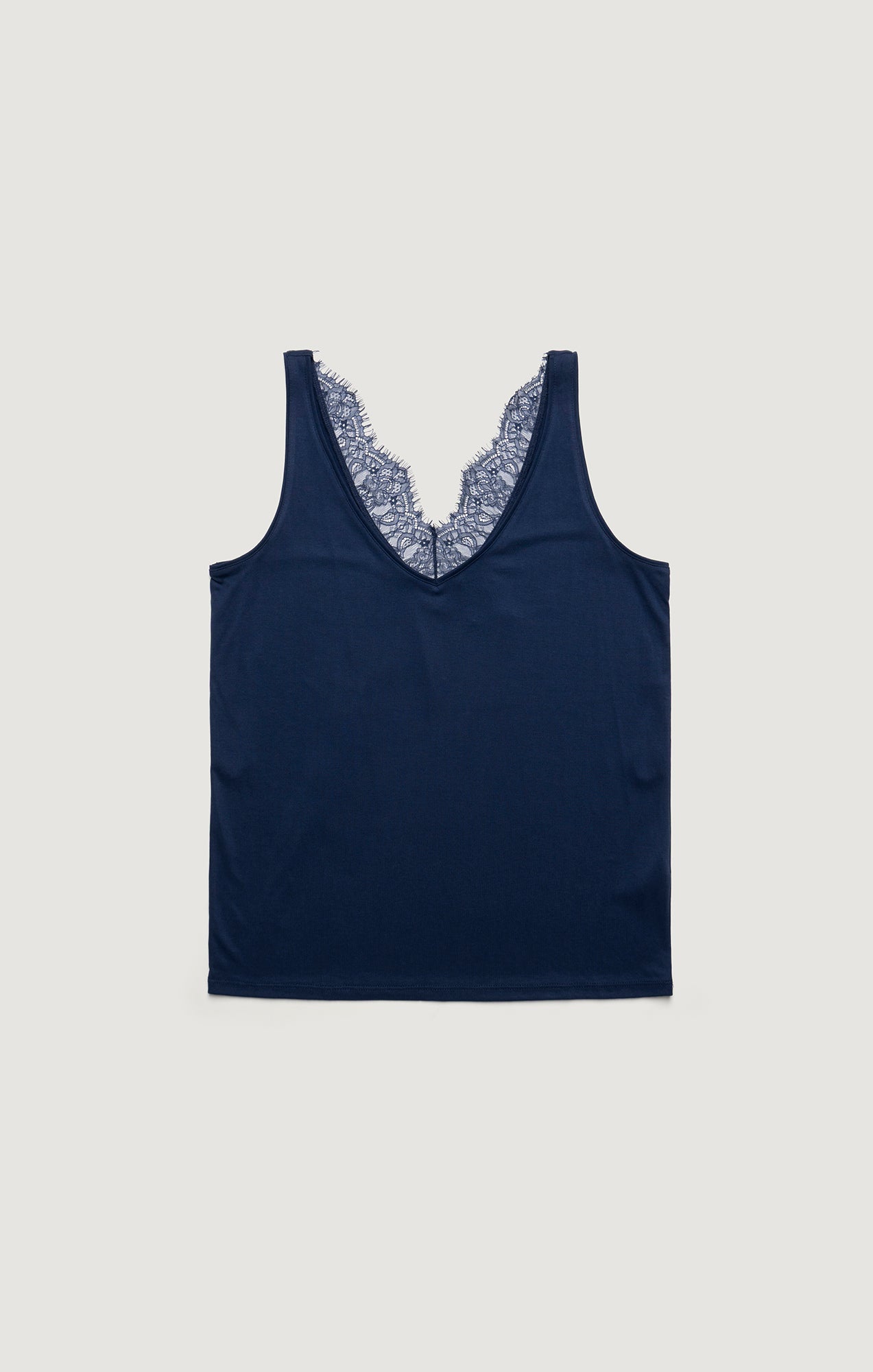 LUXE TOUCH TENCEL™ LACE TANK TOP IN MEDIEVAL BLUE