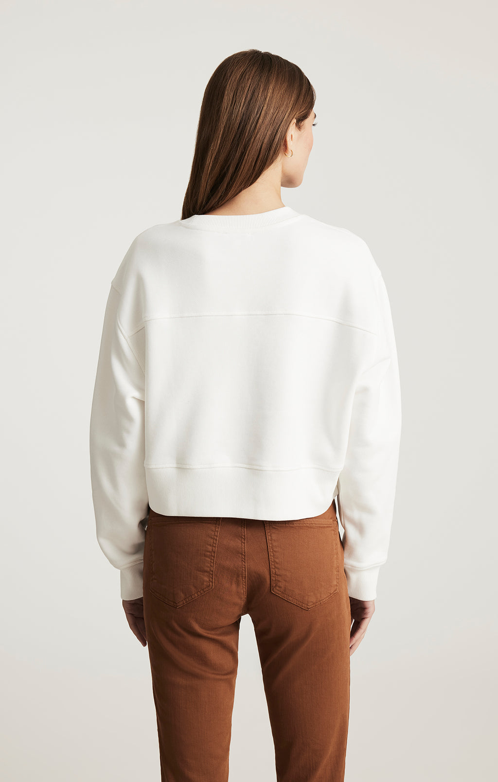 CROPPED CREW NECK SWEATSHIRT IN ANTIQUE WHITE - Mavi Jeans