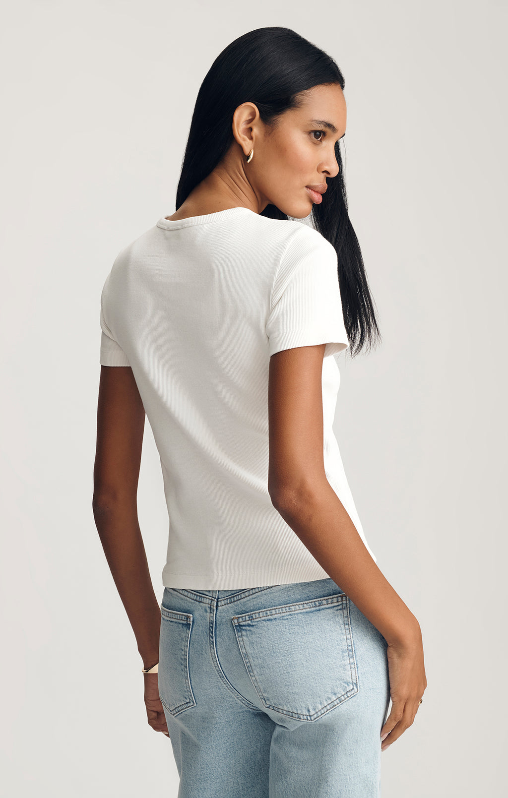 RIBBED CREW NECK T-SHIRT IN WHITE - Mavi Jeans