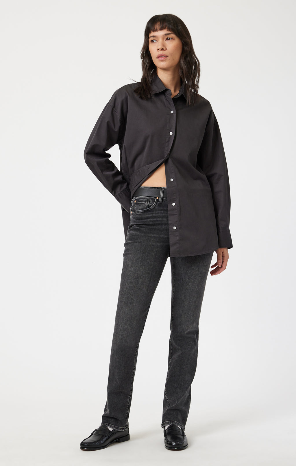 KENDRA STRAIGHT LEG IN SMOKE BRUSHED FLEX BLUE - Mavi Jeans