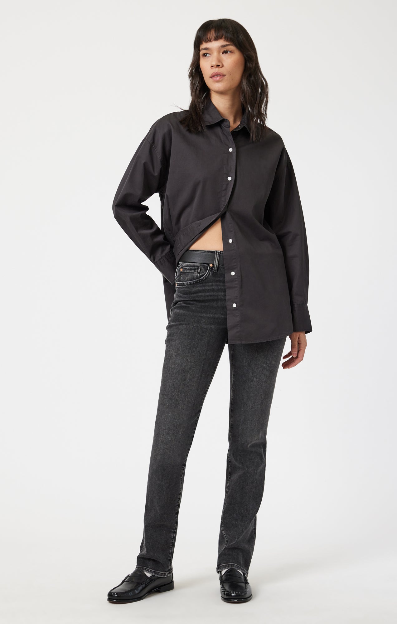 KENDRA STRAIGHT LEG IN SMOKE BRUSHED FLEX BLUE - Mavi Jeans
