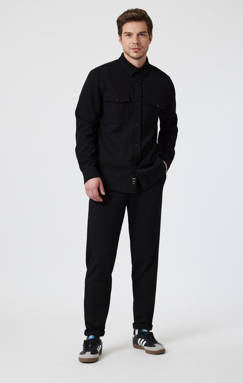 DOUBLE POCKET SNAP-BUTTON SHIRT IN BLACK - Mavi Jeans