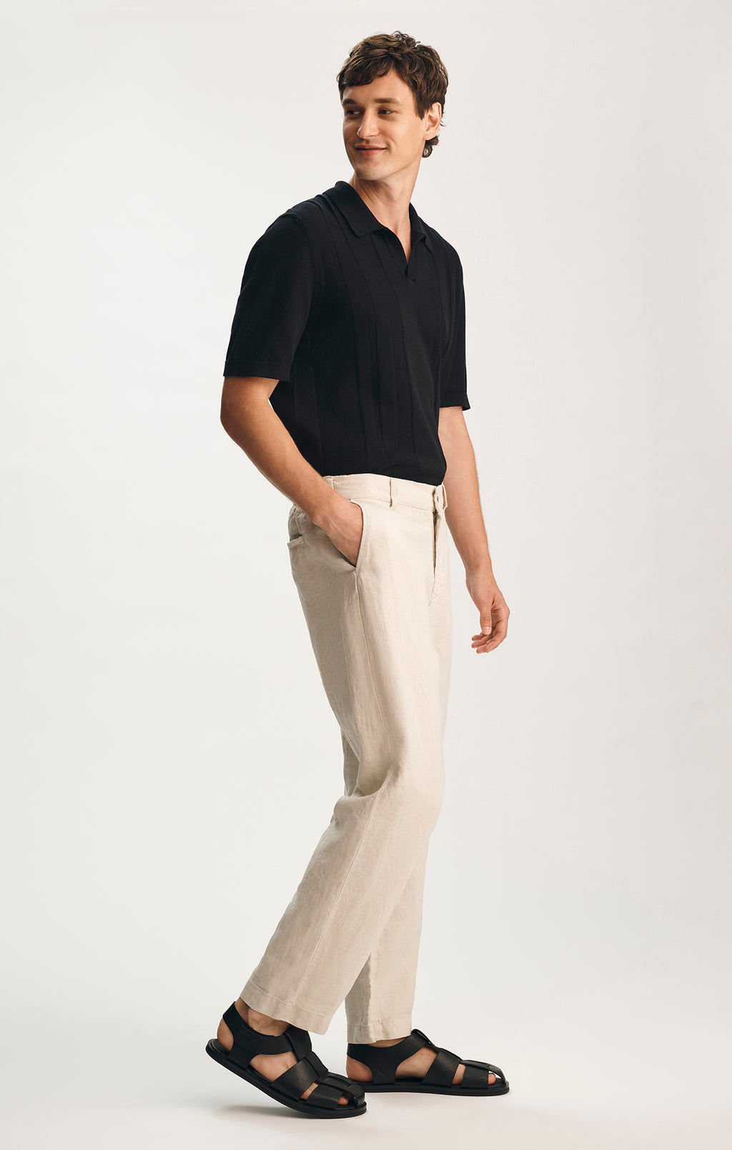 LINEN DRAWSTRING STRAIGHT LEG PANTS IN MOONSTRUCK - Mavi Jeans