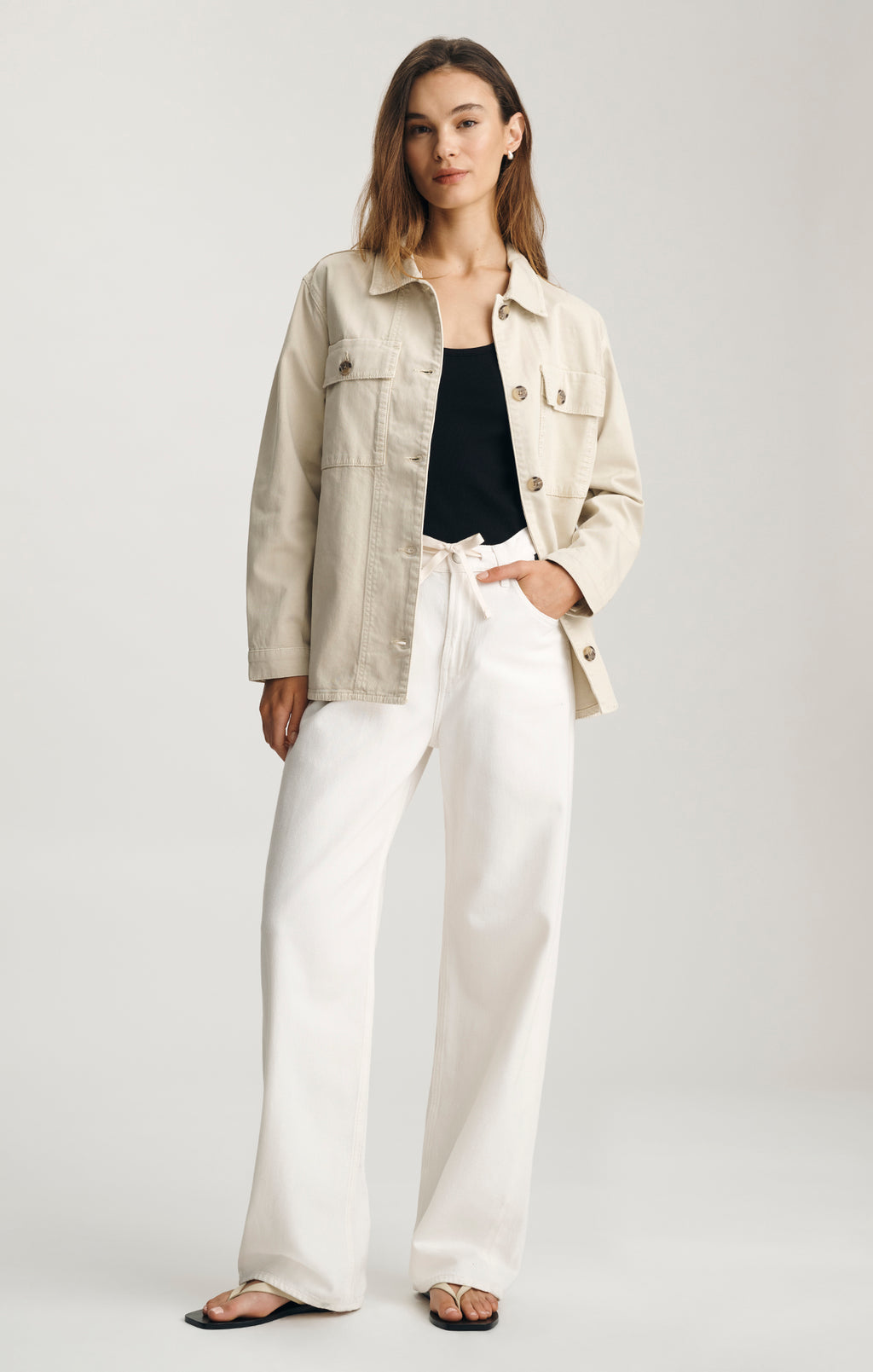 UTILITY OVERSHIRT IN OYSTER GRAY - Mavi Jeans