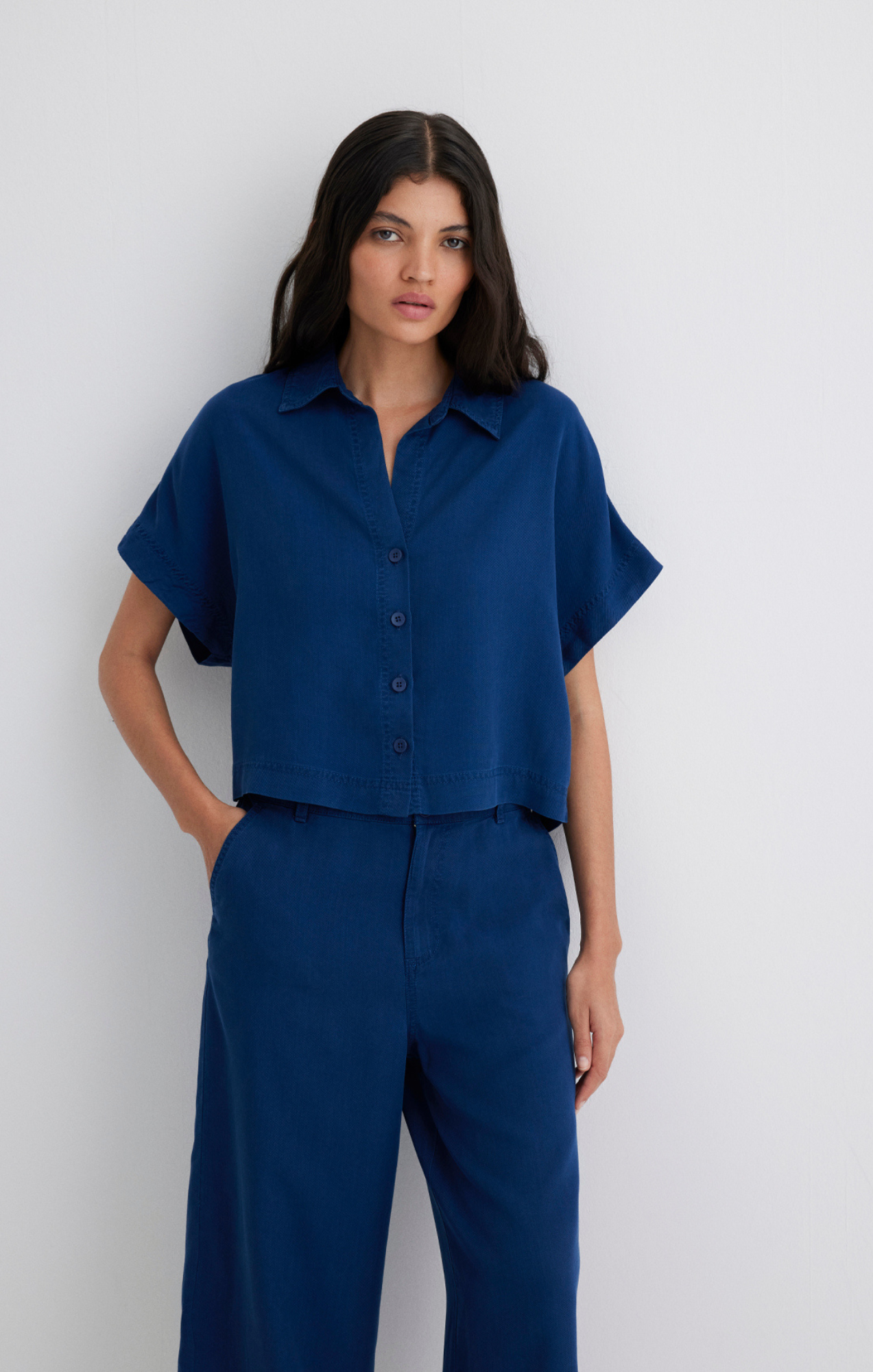 DENIM SHORT SLEEVE BUTTON-UP SHIRT IN LIGHT INDIGO - Mavi Jeans