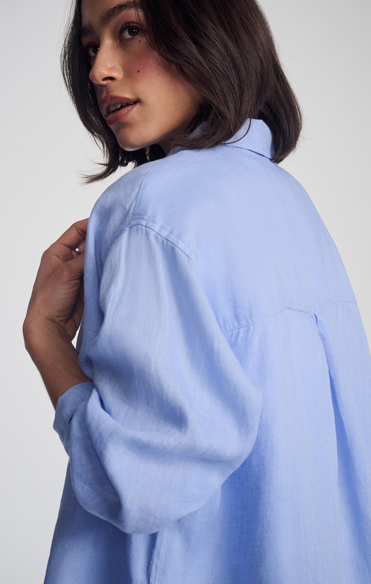 LINEN BUTTON-UP SHIRT IN BLUE HERON - Mavi Jeans
