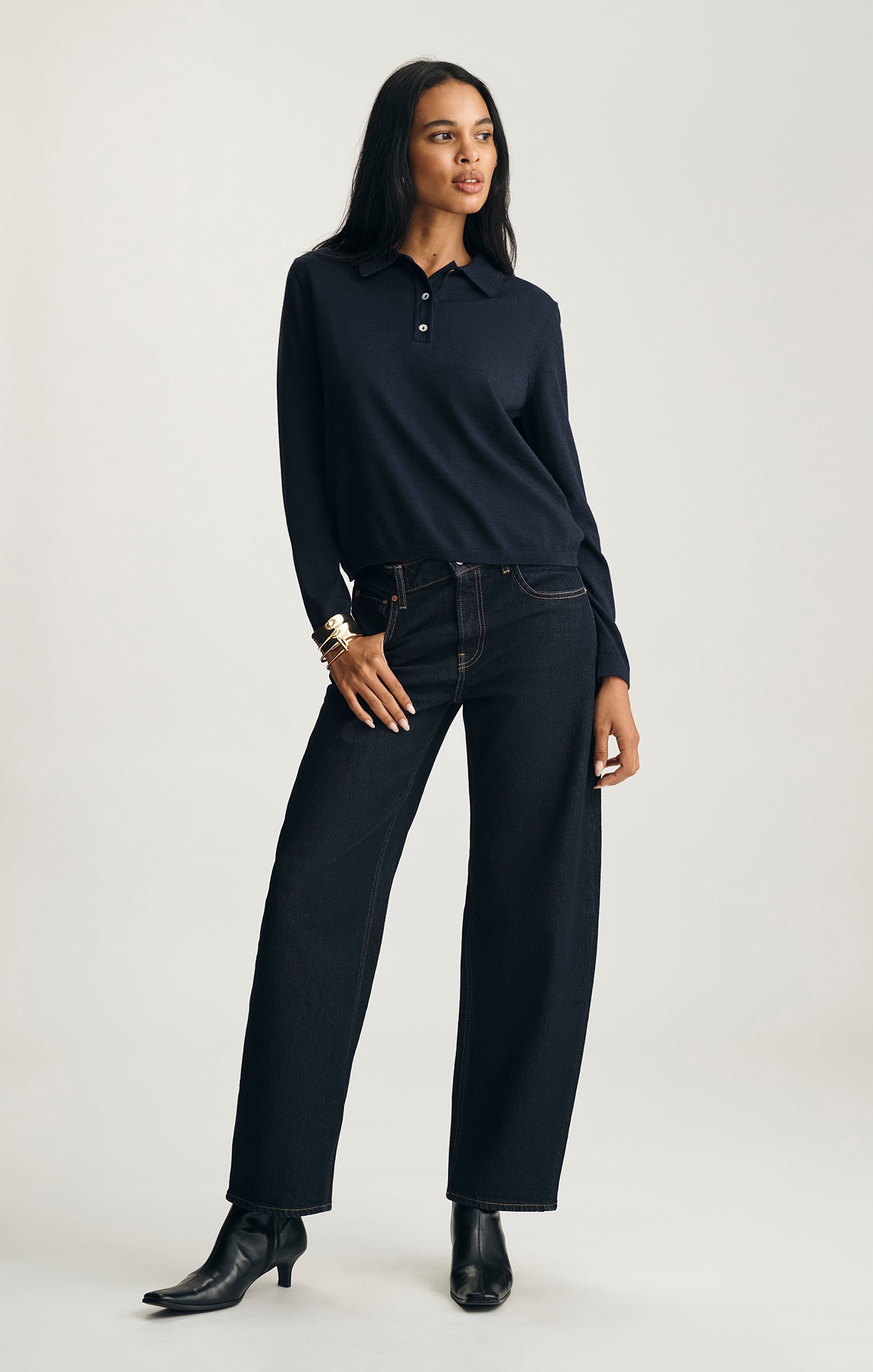 EDITION WOOL POLO SWEATER IN NAVY BLAZER