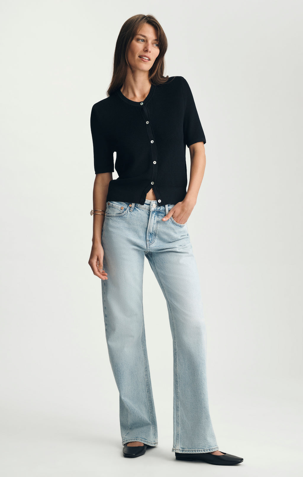 SHORT SLEEVE SWEATER BLACK - Mavi Jeans