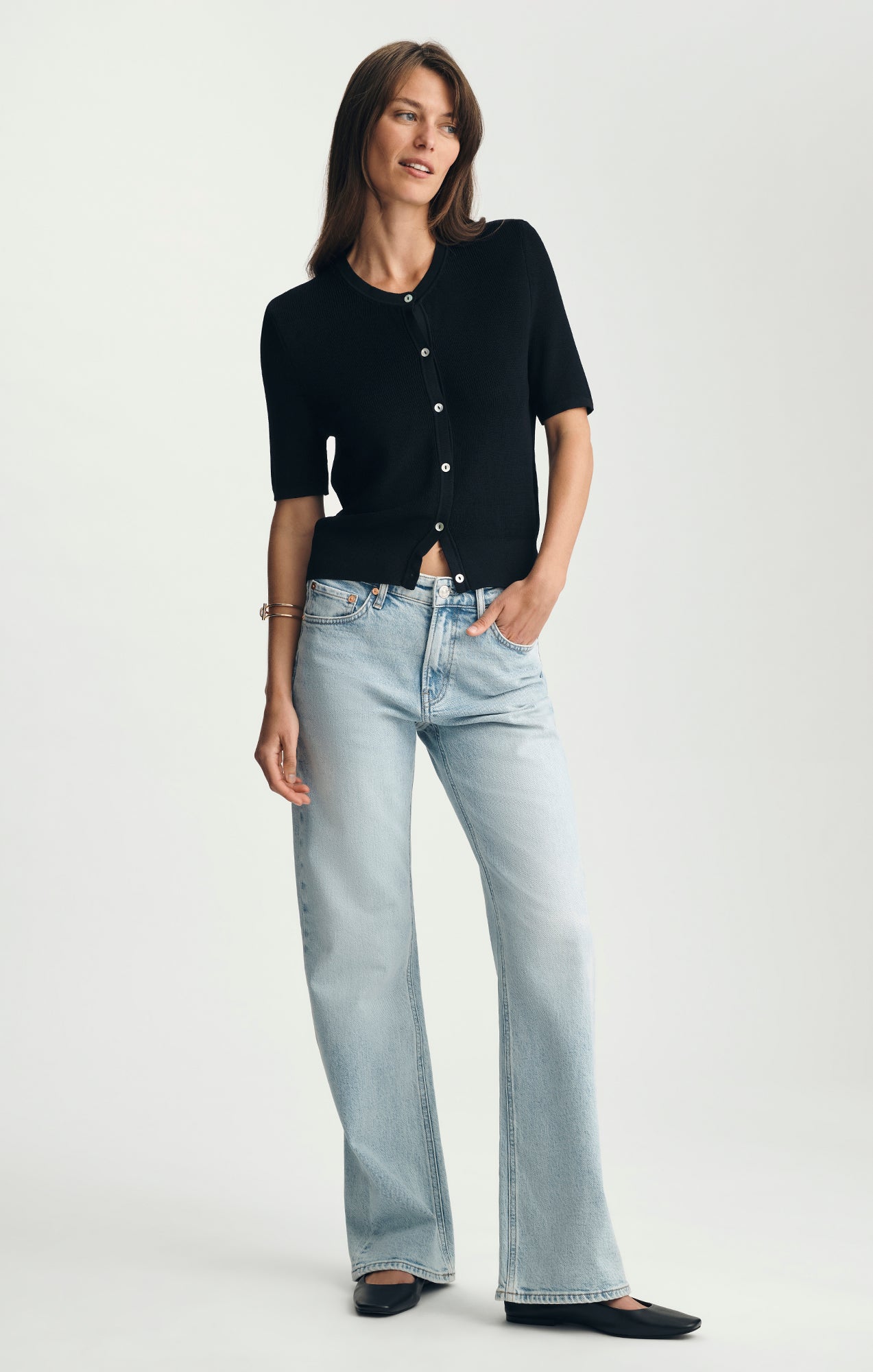 SHORT SLEEVE SWEATER Black - Mavi Jeans