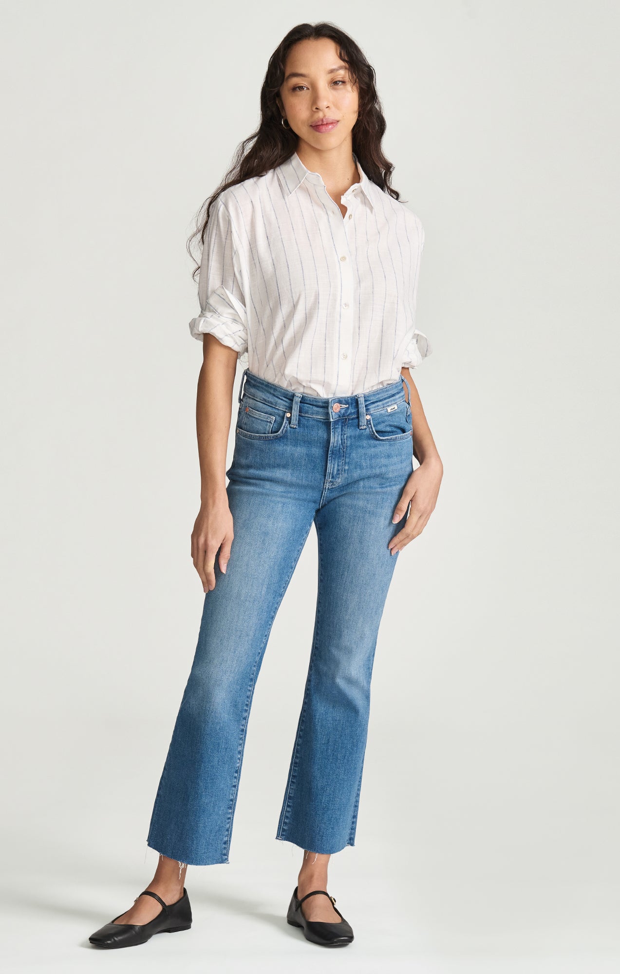 VICKY CROPPED BOOTCUT IN MID BRUSHED FLEX BLUE - Mavi Jeans