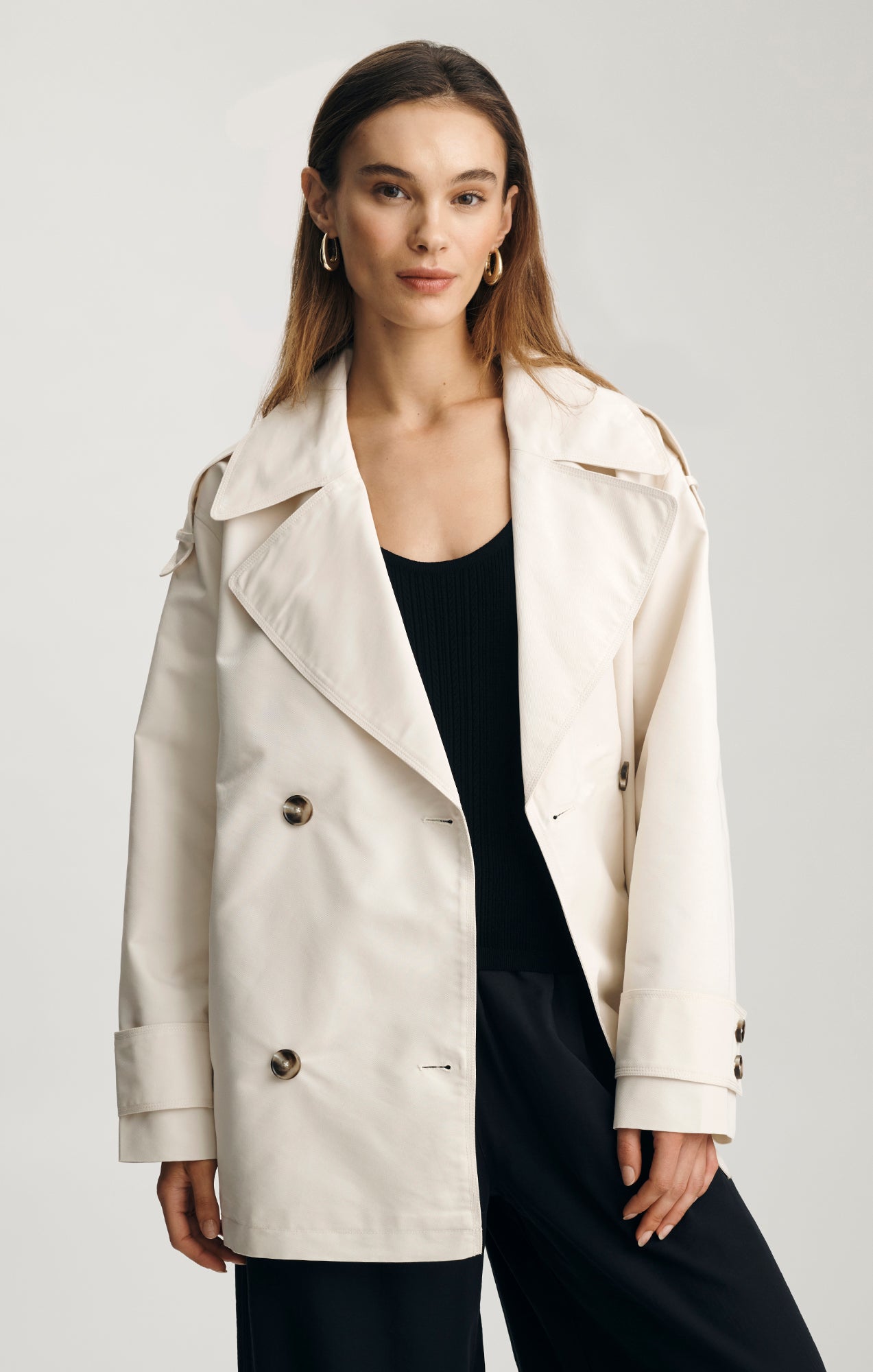 DOUBLE-BREASTED TRENCH COAT IN VANILLA ICE - Mavi Jeans