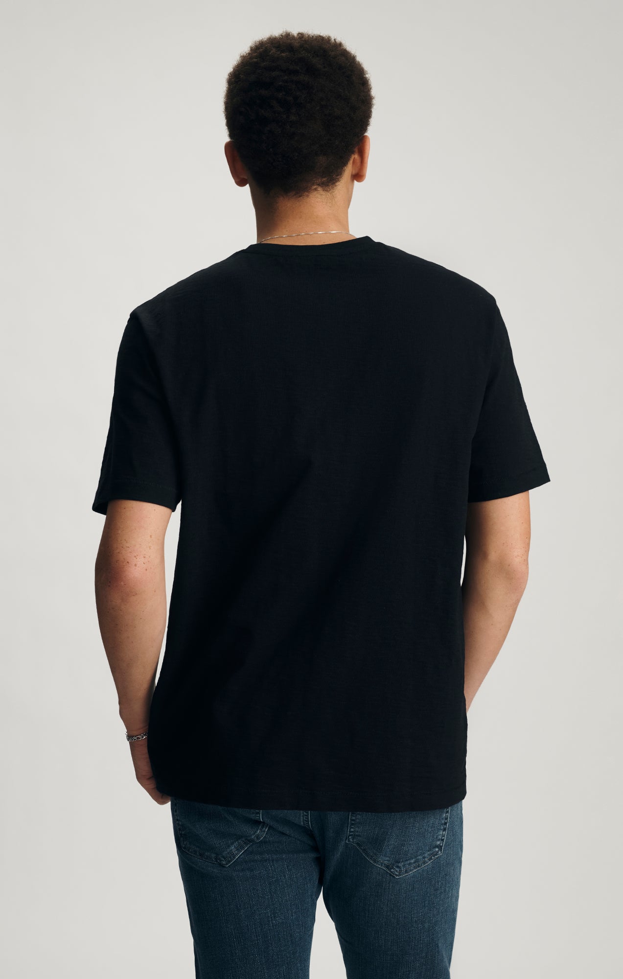 SLUB CREW NECK T-SHIRT IN BLACK - Mavi Jeans