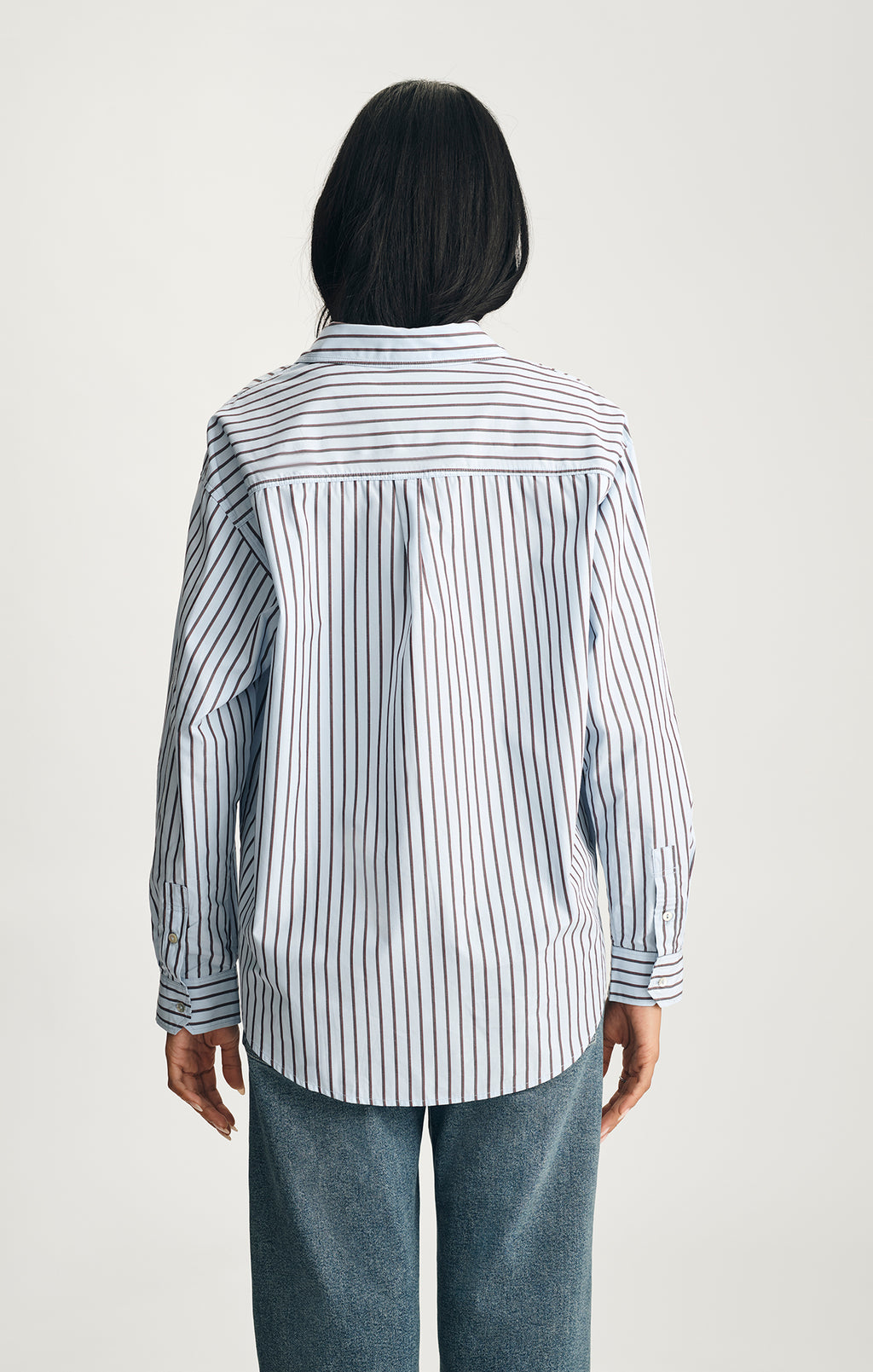 LONG SLEEVE BUTTON-UP SHIRT IN BLUE STRIPE - Mavi Jeans