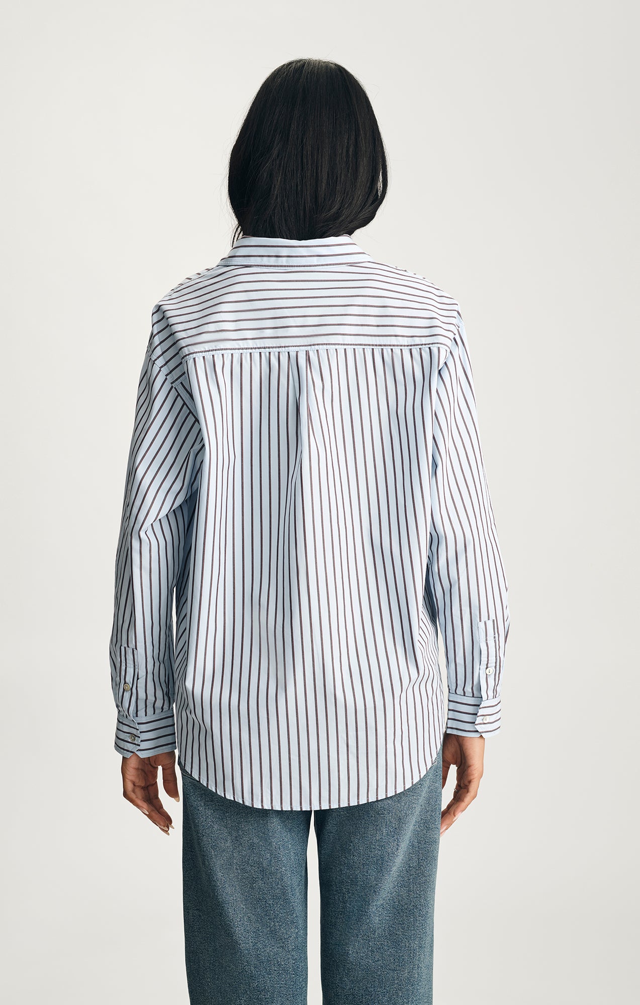 LONG SLEEVE BUTTON-UP SHIRT IN BLUE STRIPE - Mavi Jeans
