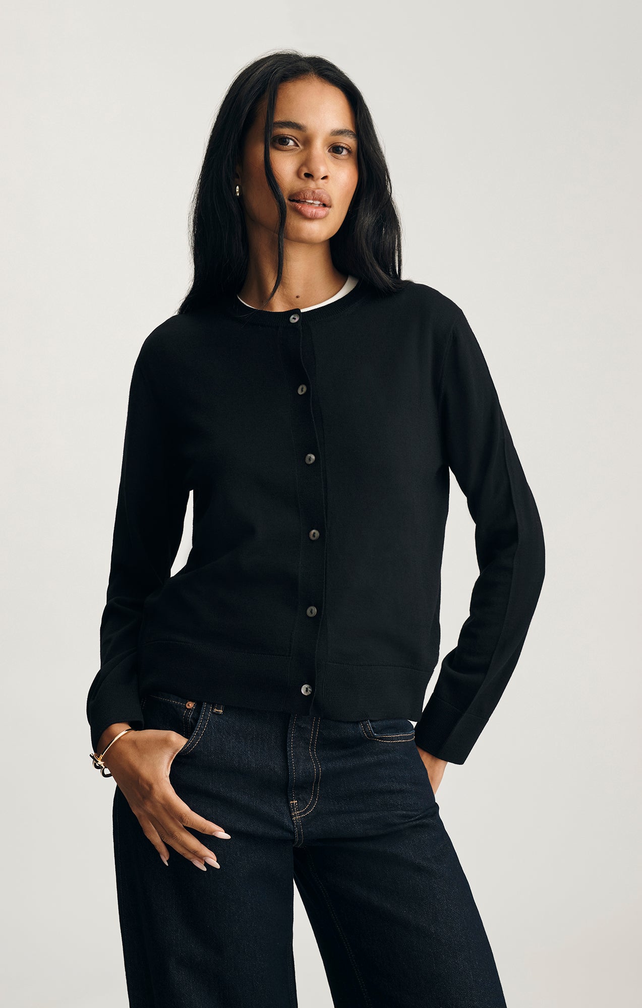 Mavi Women's Edition Merino Wool Cardigan In Black – Mavi Jeans