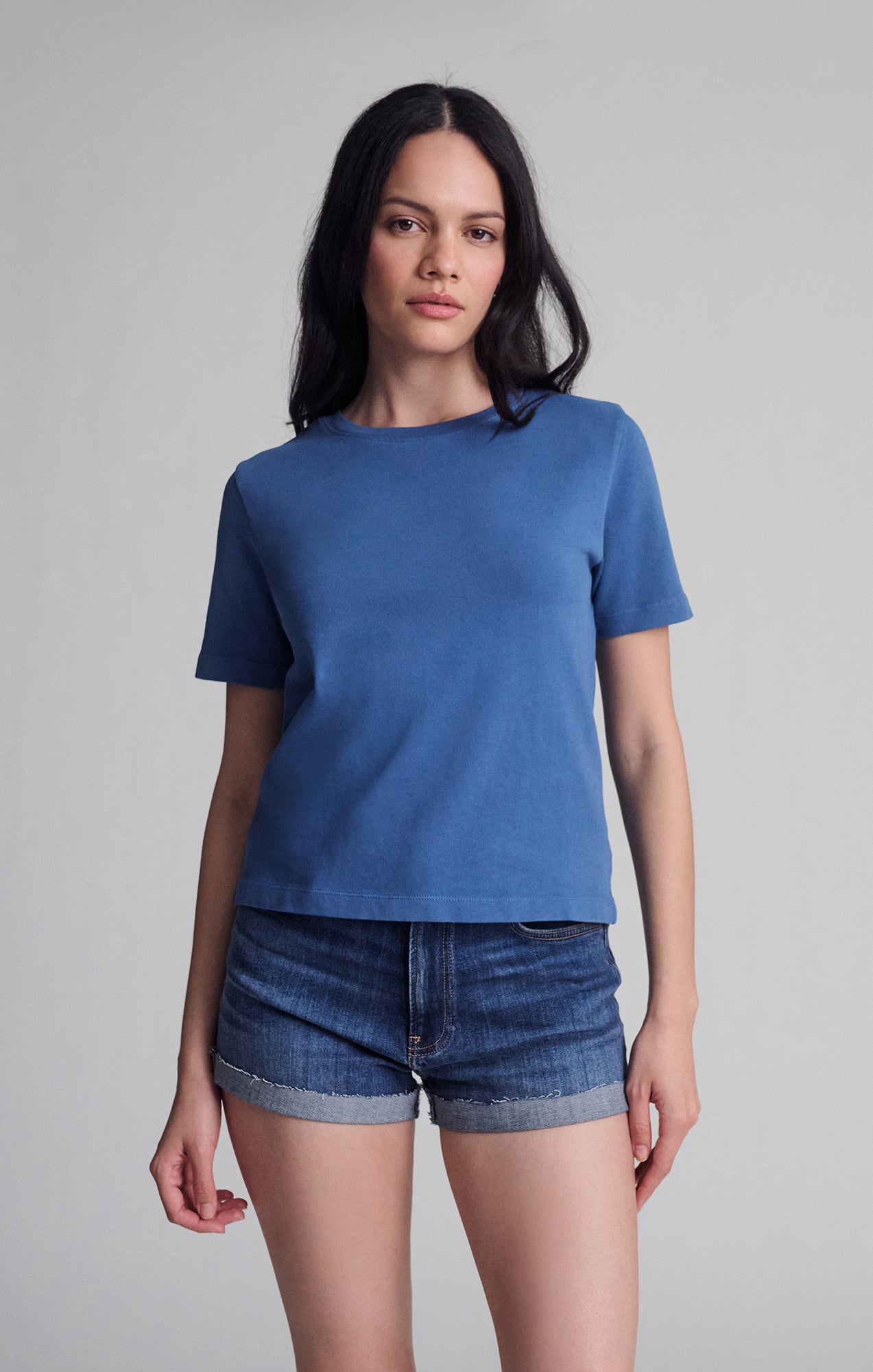 SHORT SLEEVE CREW NECK T-SHIRT IN HORIZON BLUE - Mavi Jeans
