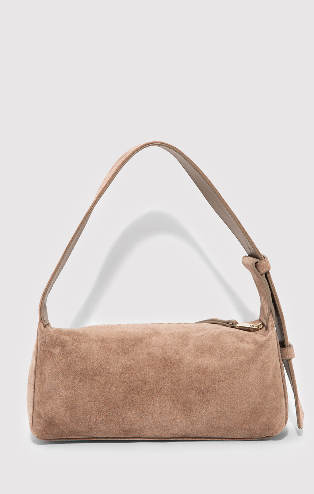 SUEDE SHOULDER BAG IN SILVER MINK