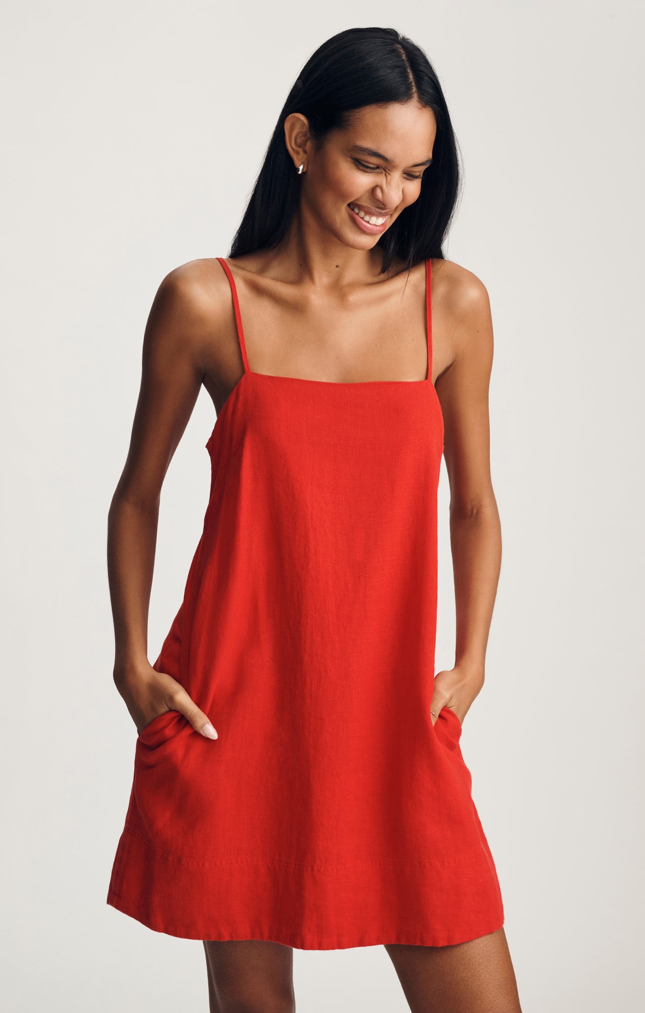 Mavi Women's Linen Cami Mini Dress In Goji Berry Mavi Women's Linen Cami Mini Dress In Goji Berry