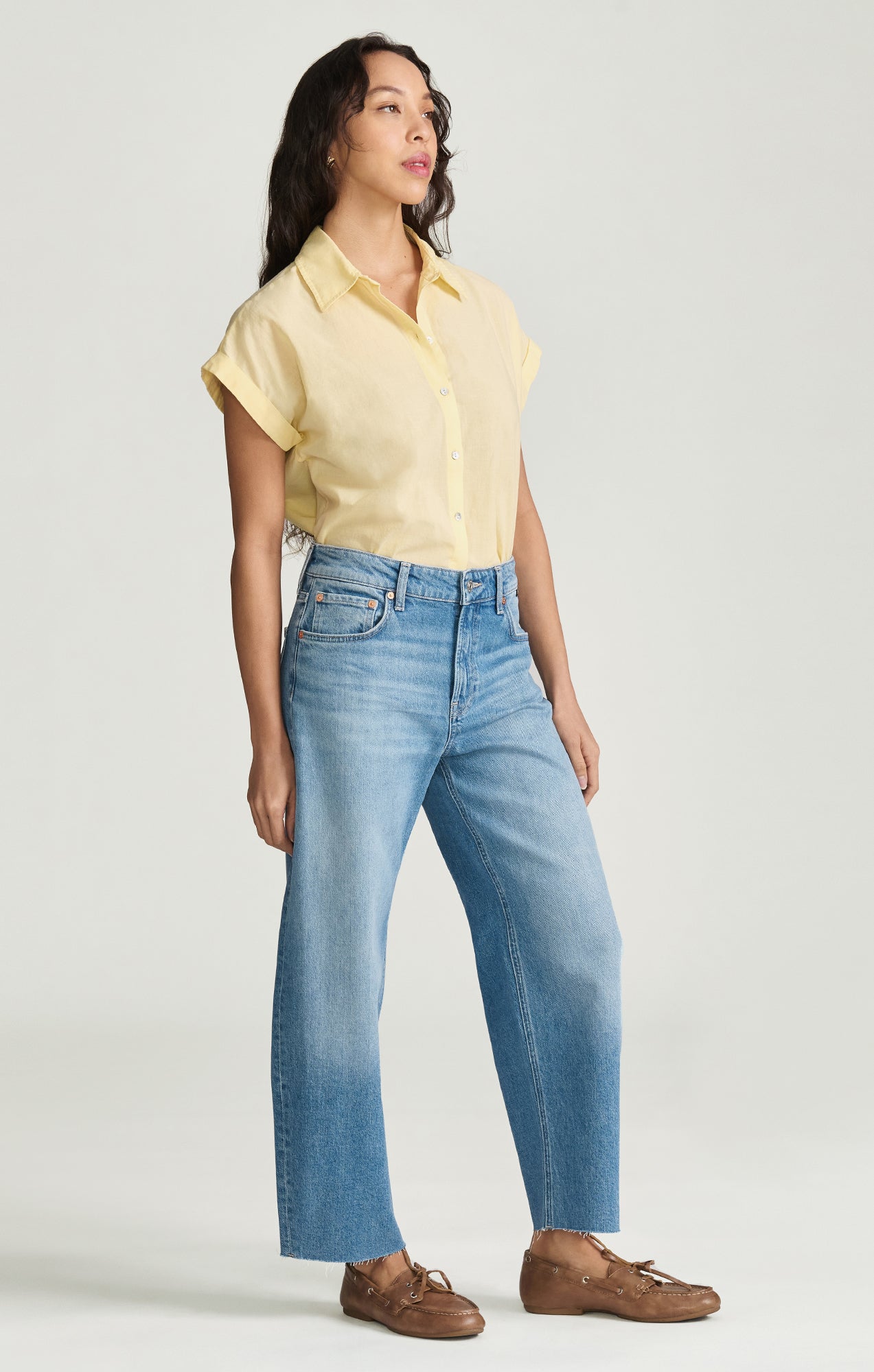 NICA CROPPED BARREL IN LIGHT BRUSHED CLASSIC BLUE - Mavi Jeans