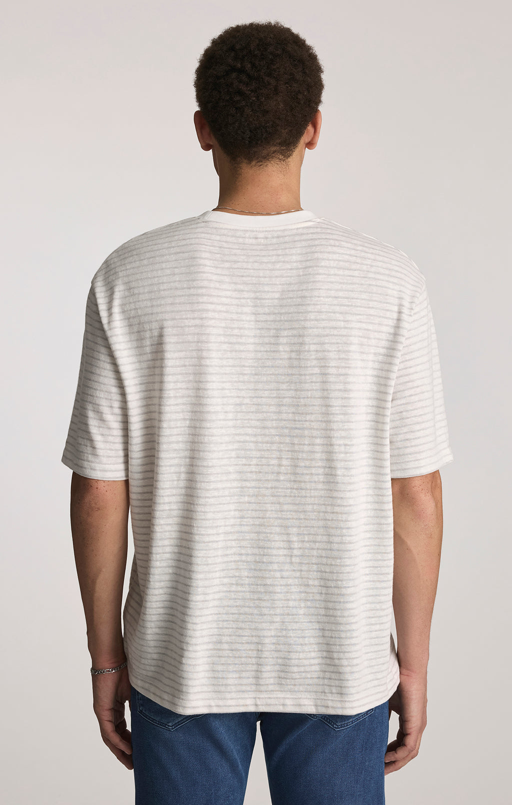 STRIPED CREW NECK T-SHIRT IN ELEPHANT SKIN - Mavi Jeans