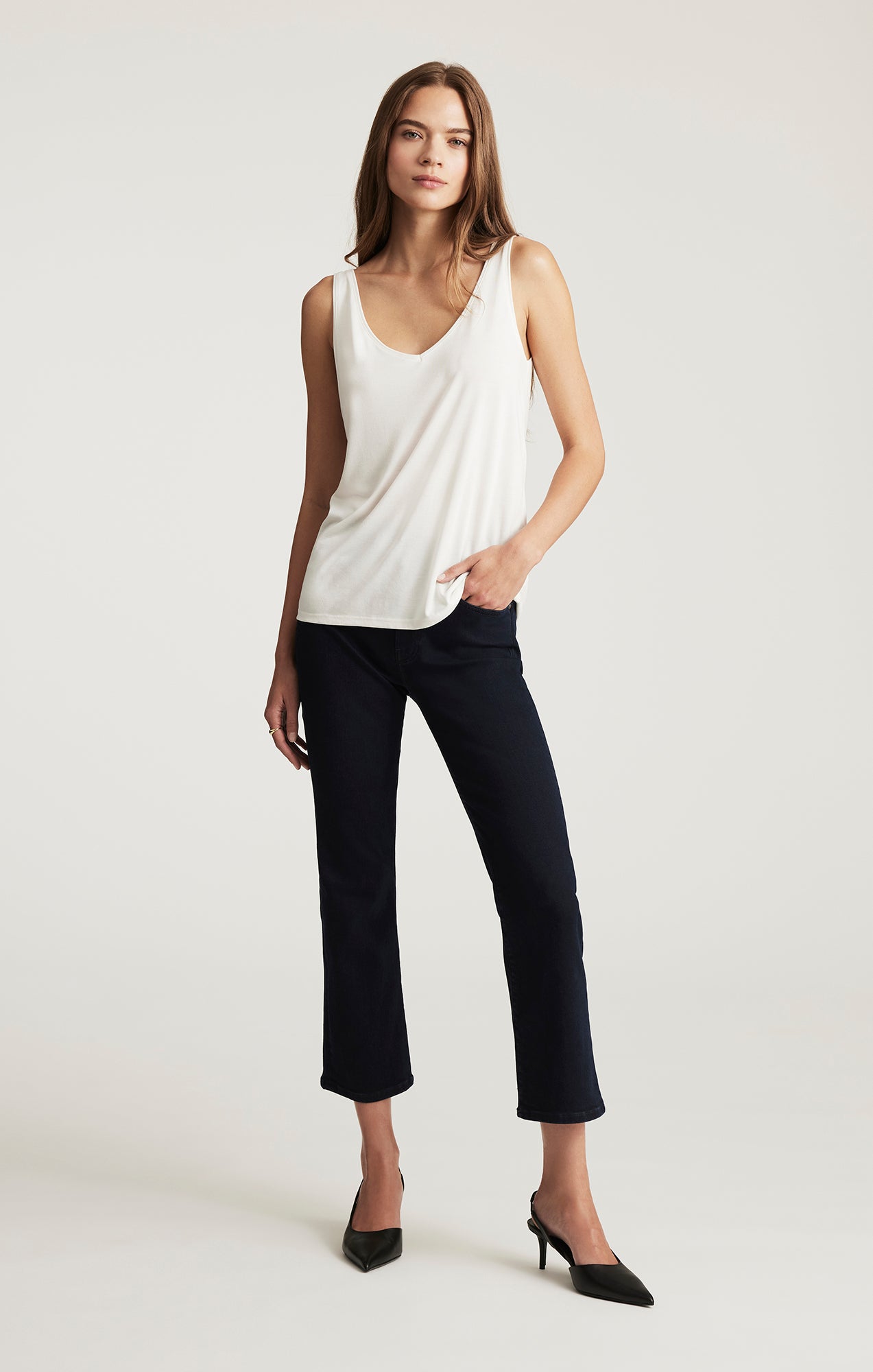 LUXE TOUCH TENCEL™ LACE TANK TOP IN ANTIQUE WHITE