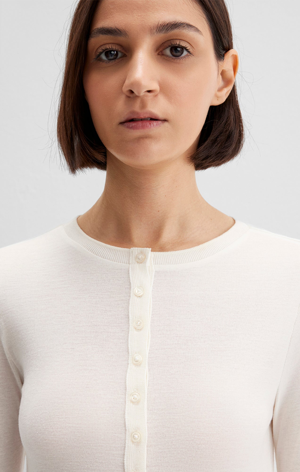 EDITION BUTTON-UP LONG SLEEVE T-SHIRT IN COCONUT MILK