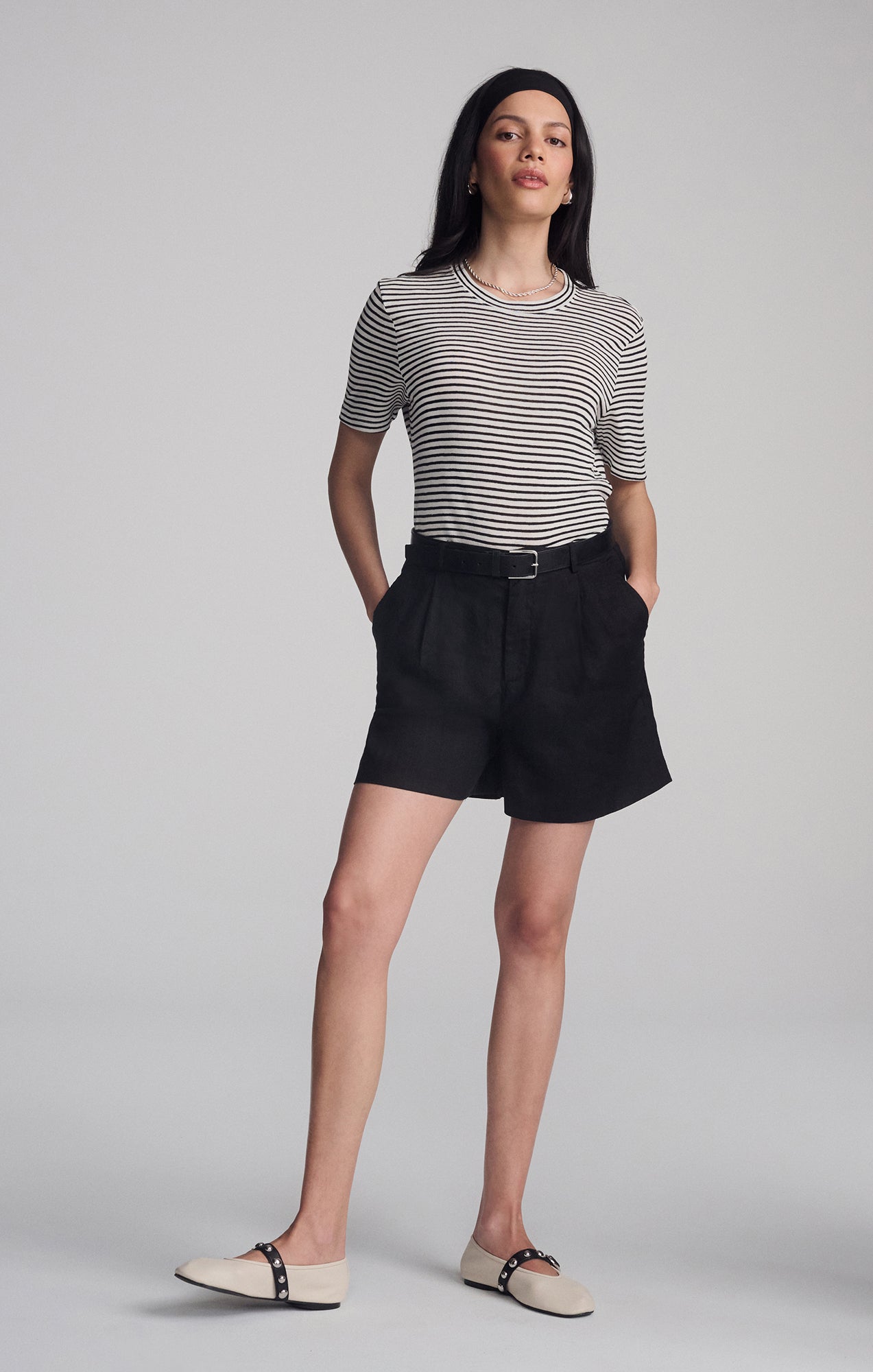LINEN SHORTS IN BLACK - Mavi Jeans