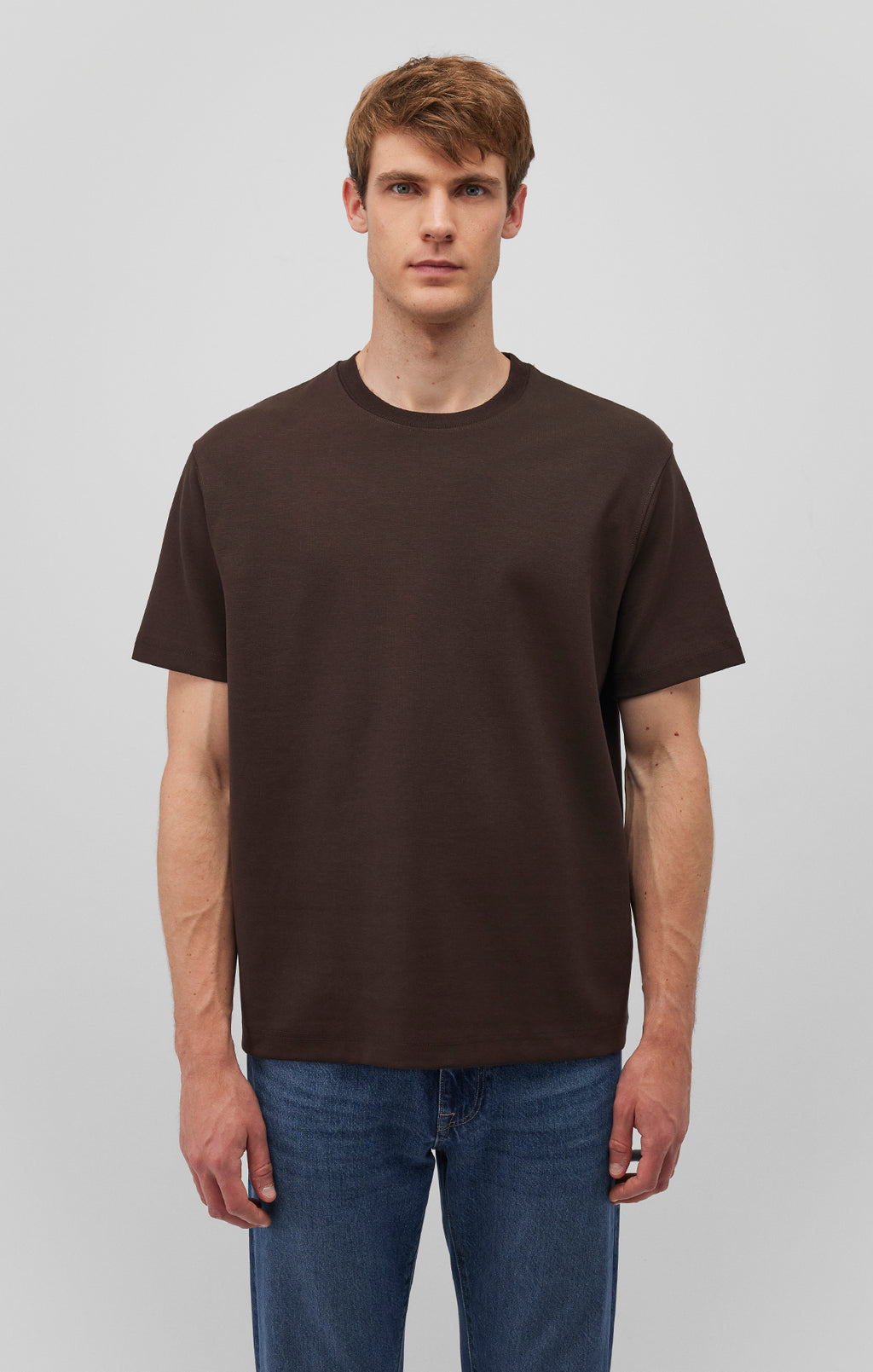 SHORT SLEEVE CREW NECK T-SHIRT IN CHOCOLATE TORTE - Mavi Jeans