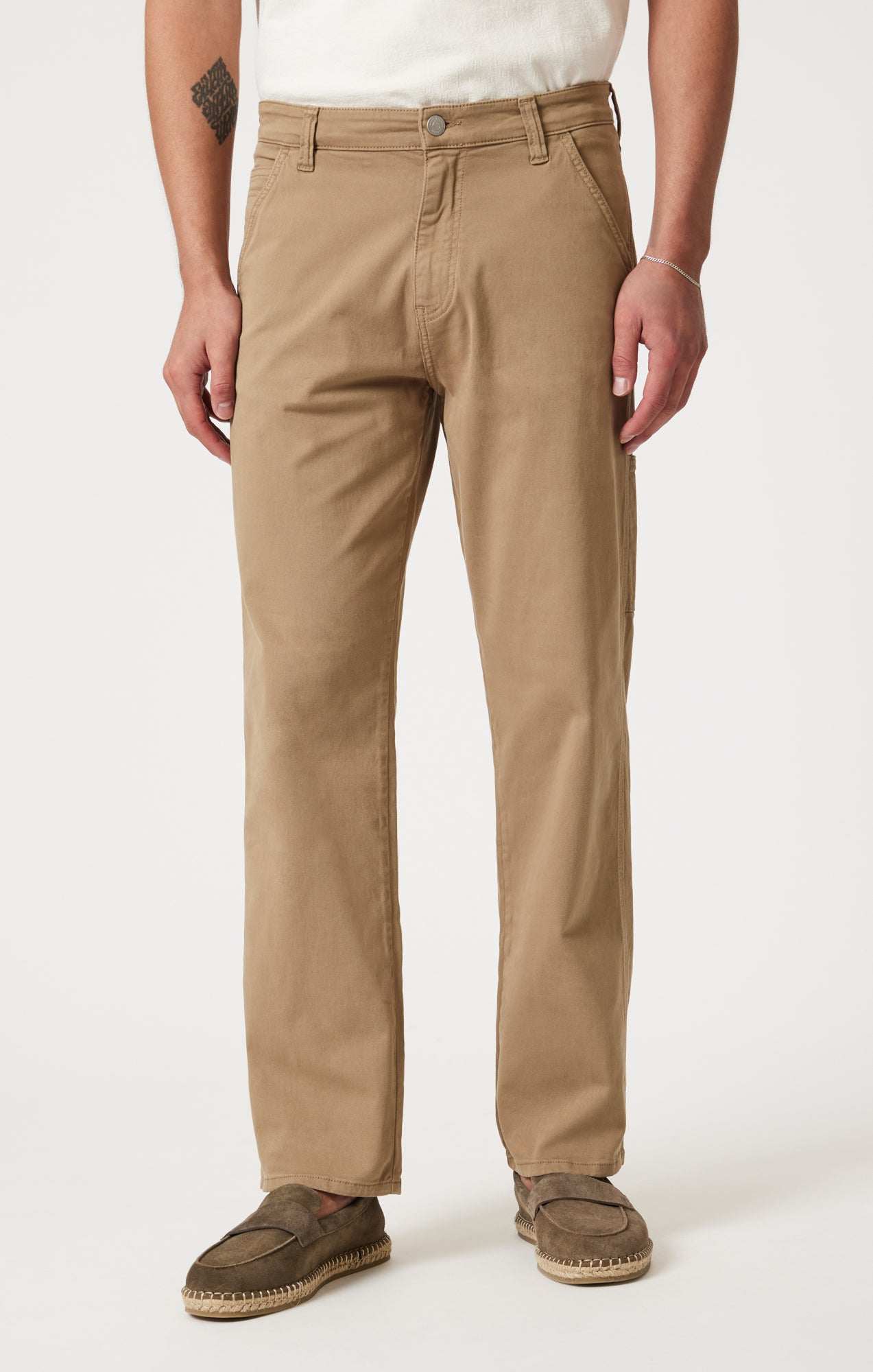 Mavi Men's Oxford Loose Straight Leg Pants In Khaki Casual Twill