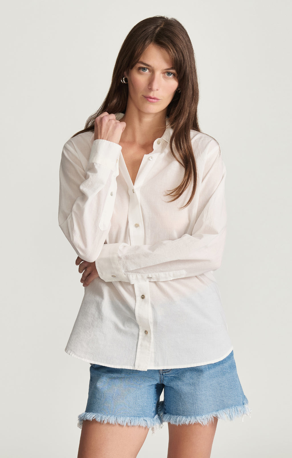 LONG SLEEVE BUTTON-UP SHIRT IN WHITE - Mavi Jeans