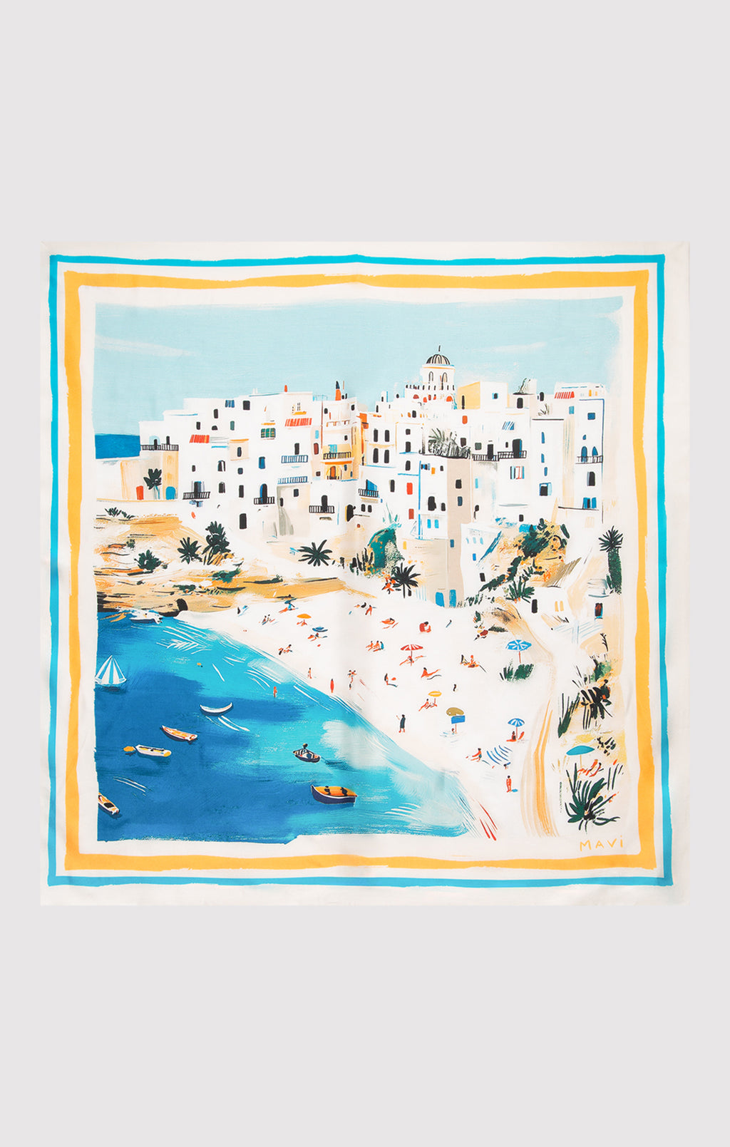 MEDIUM SILK COASTAL BANDANA IN TURQUOISE - Mavi Jeans