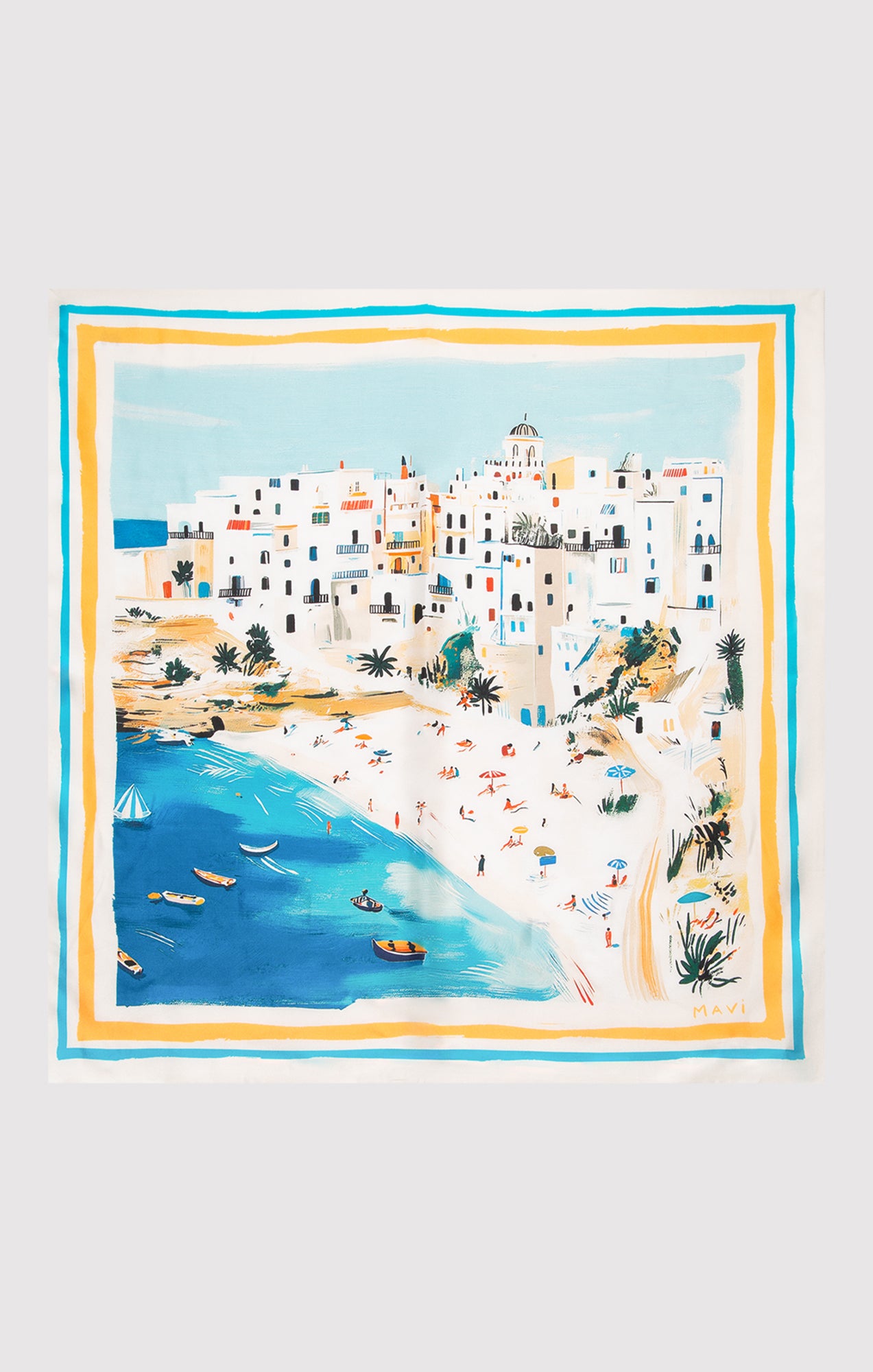 MEDIUM SILK COASTAL BANDANA IN TURQUOISE - Mavi Jeans