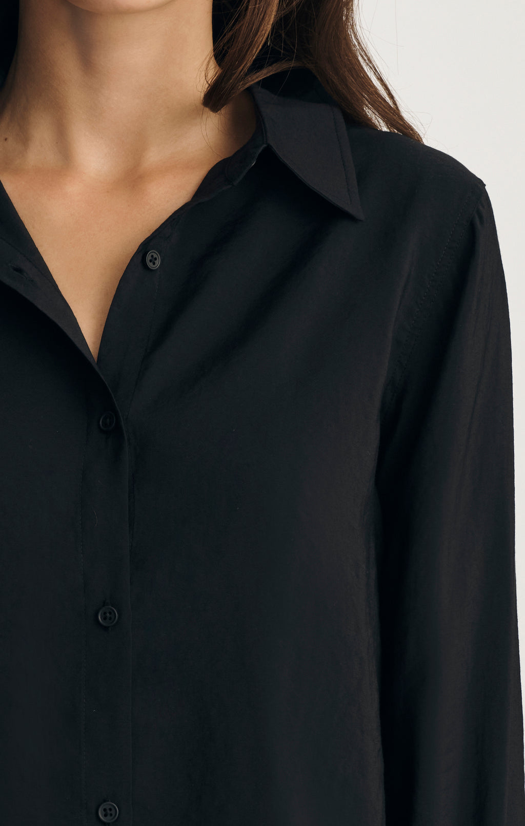 LUXE TOUCH TENCEL™ BUTTON-UP SHIRT IN BLACK