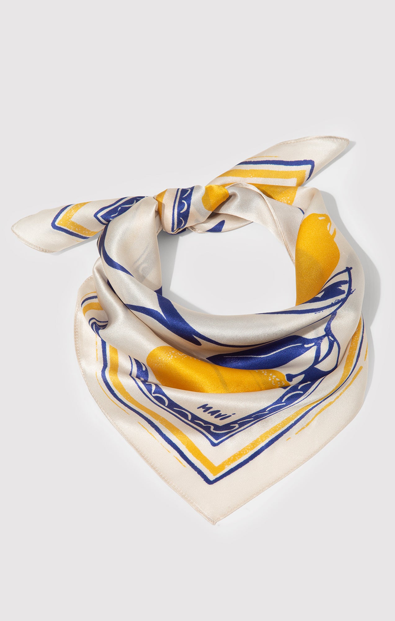 SMALL SILK LEMONS BANDANA IN ANTIQUE WHITE - Mavi Jeans