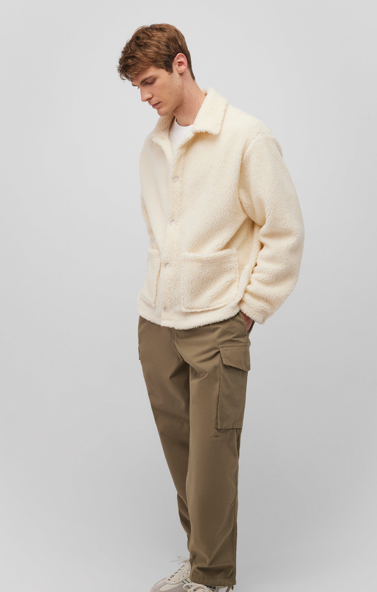 SHERPA BUTTON-UP JACKET IN ANTIQUE WHITE - Mavi Jeans