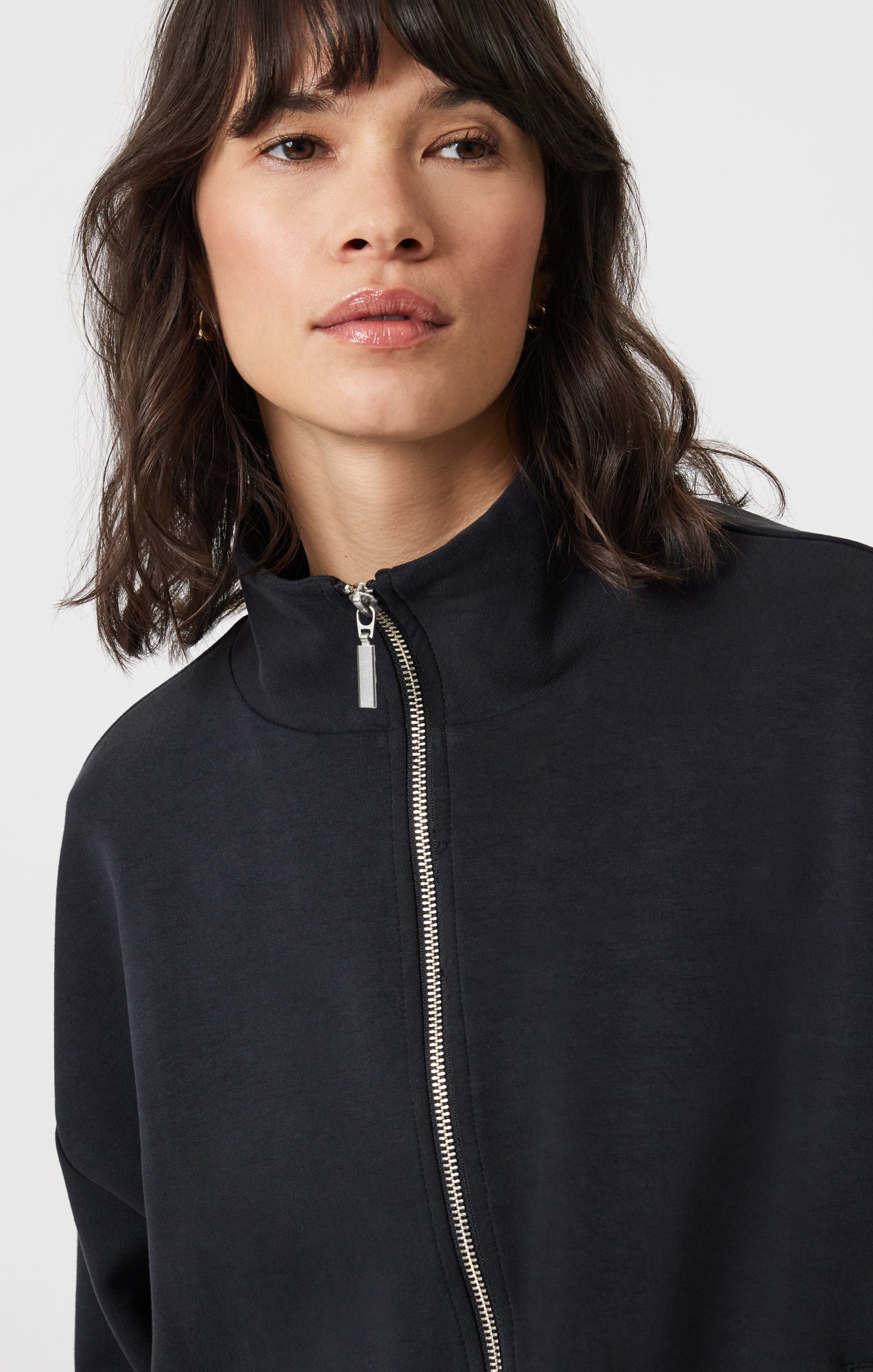SPORTY LUXE TENCEL™ FULL ZIP SWEATSHIRT IN BLACK - Mavi Jeans