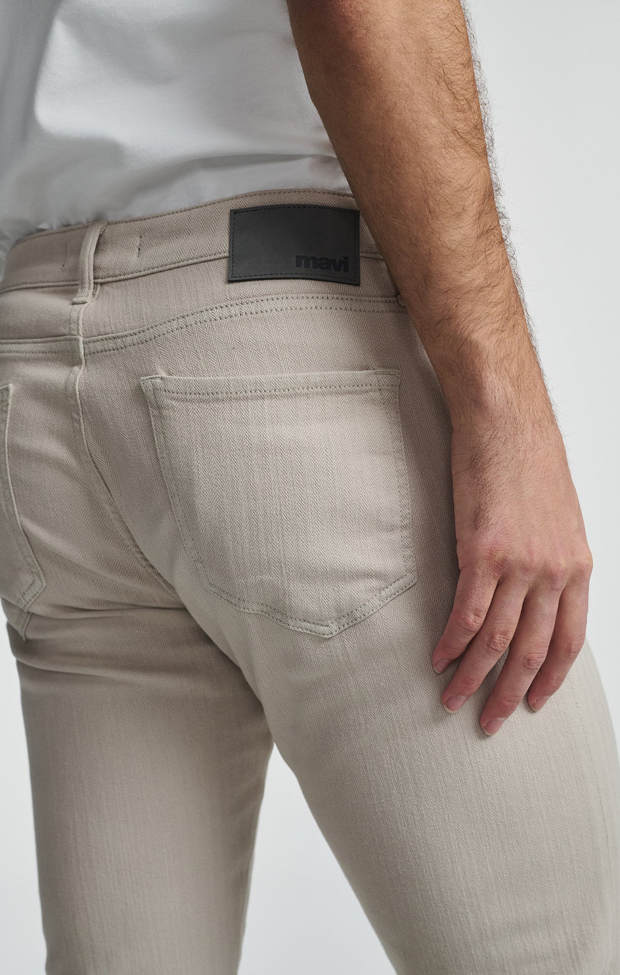 JAKE SLIM LEG IN OYSTER HERRINGBONE - Mavi Jeans