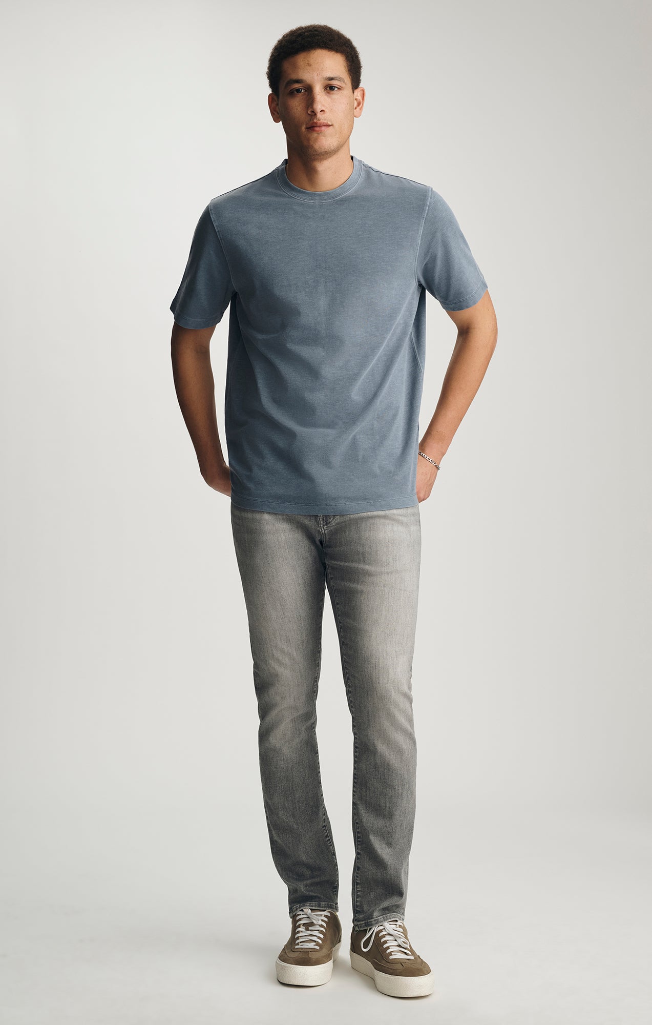 SOFT SLUB CREW NECK T-SHIRT IN FLINT STONE - Mavi Jeans