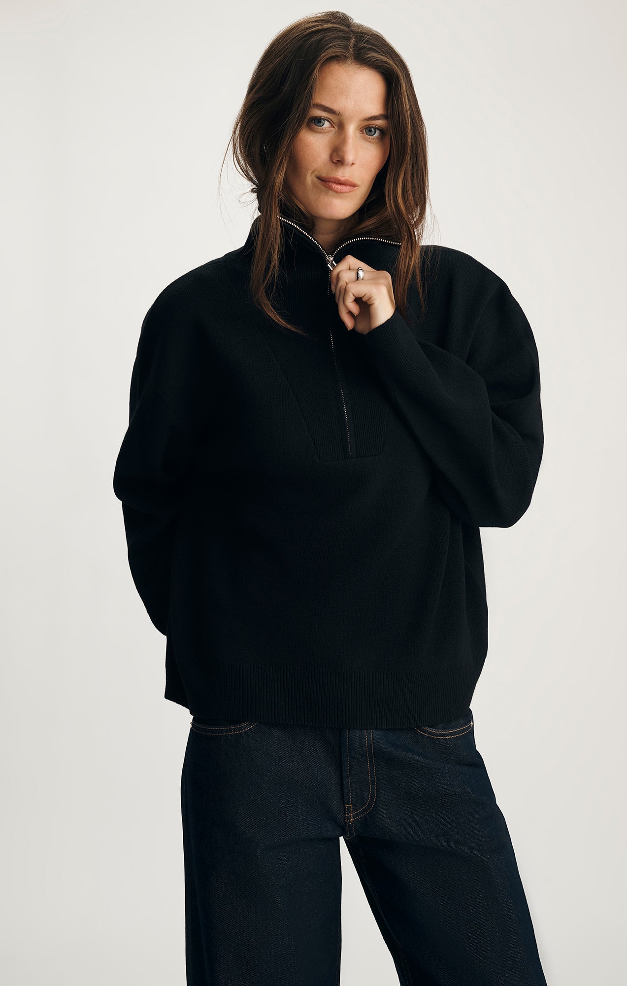 Mavi Women's Half Zip Sweater In Black – Mavi Jeans