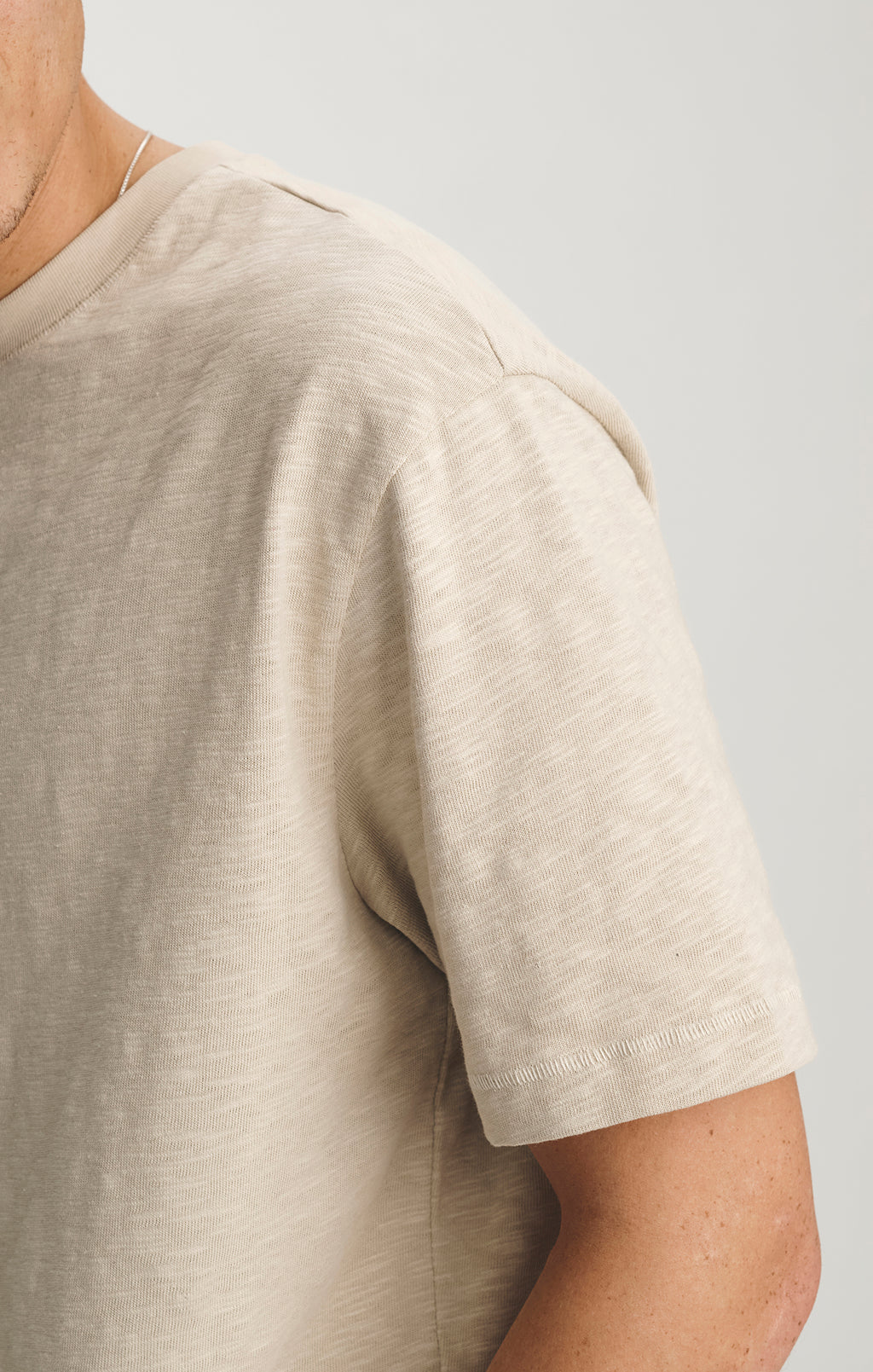 SLUB CREW NECK T-SHIRT IN FEATHER GRAY - Mavi Jeans