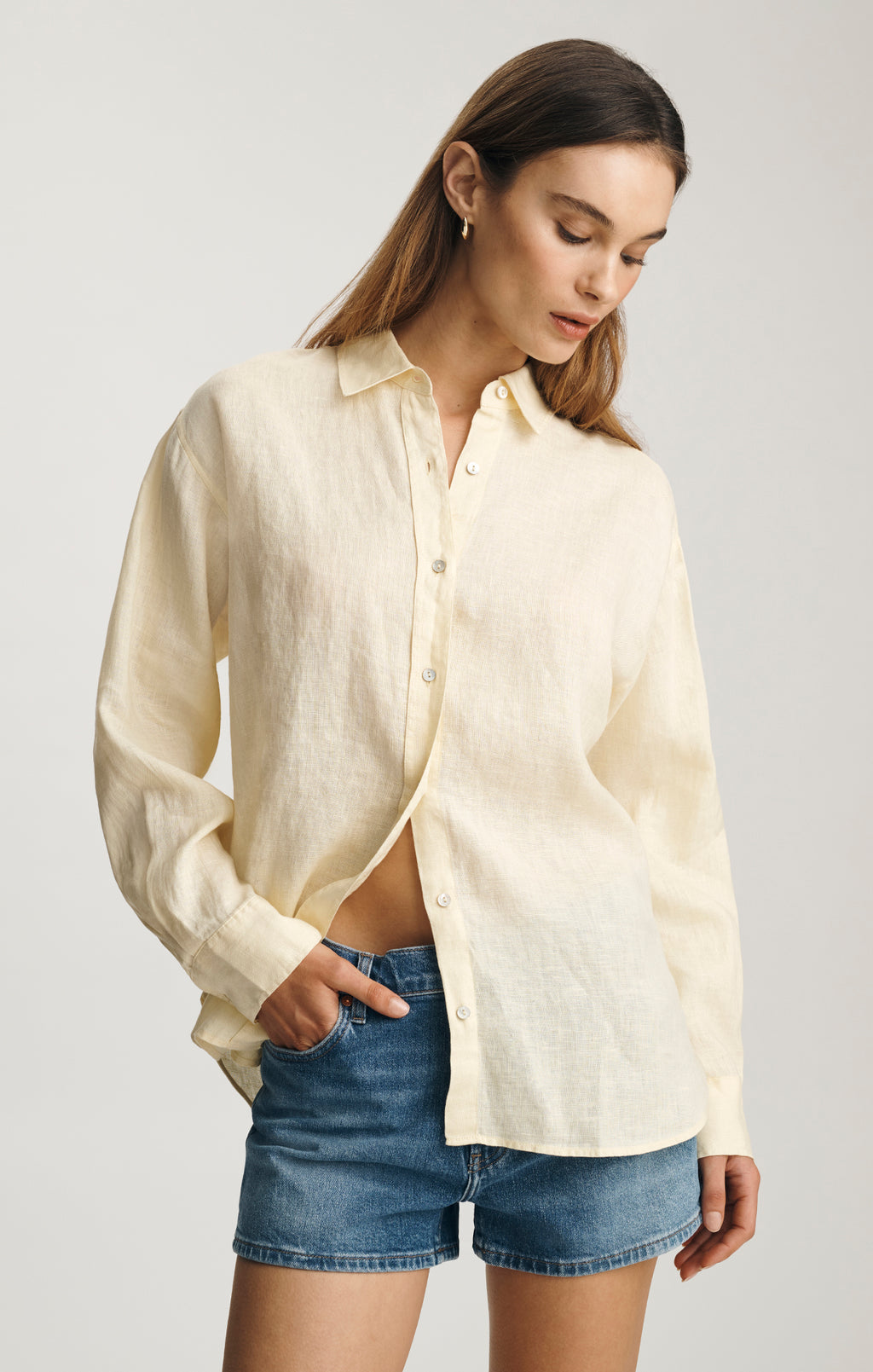 LINEN BUTTON-UP SHIRT IN FLAN - Mavi Jeans