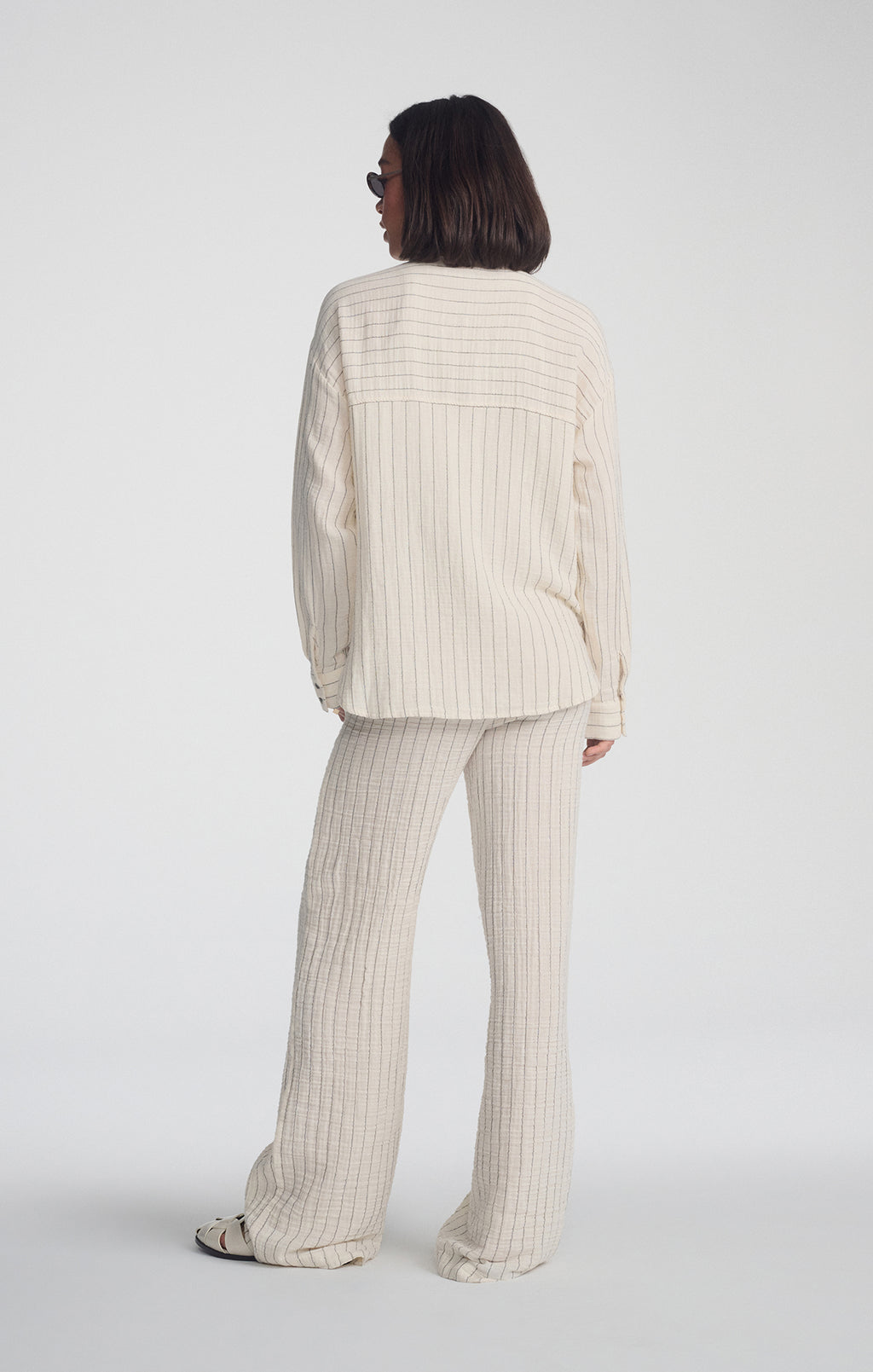 DOUBLE FACE LONG SLEEVE SHIRT IN GREY STRIPE - Mavi Jeans