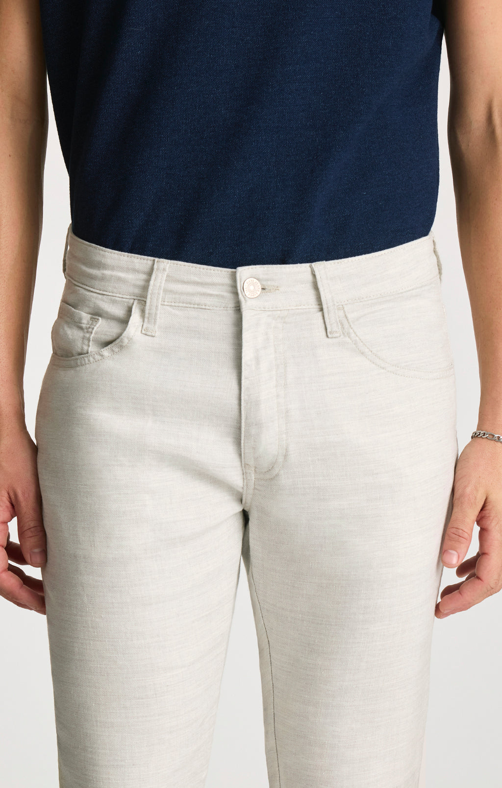 MARCUS SLIM STRAIGHT LEG IN NUDE LINEN